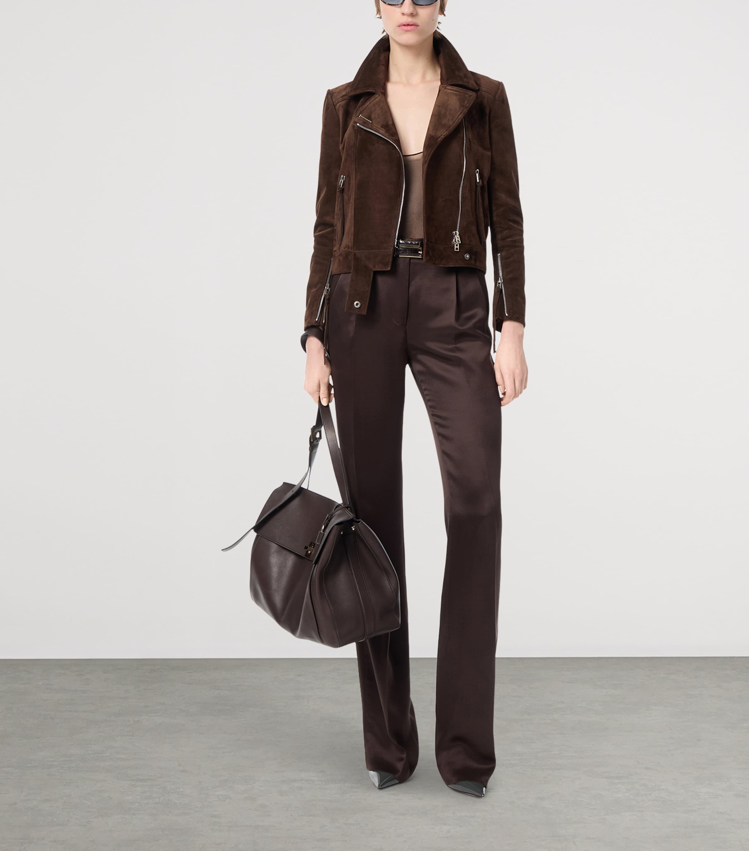 TOM FORD Womens Suede Biker Jacket Edh Image 2