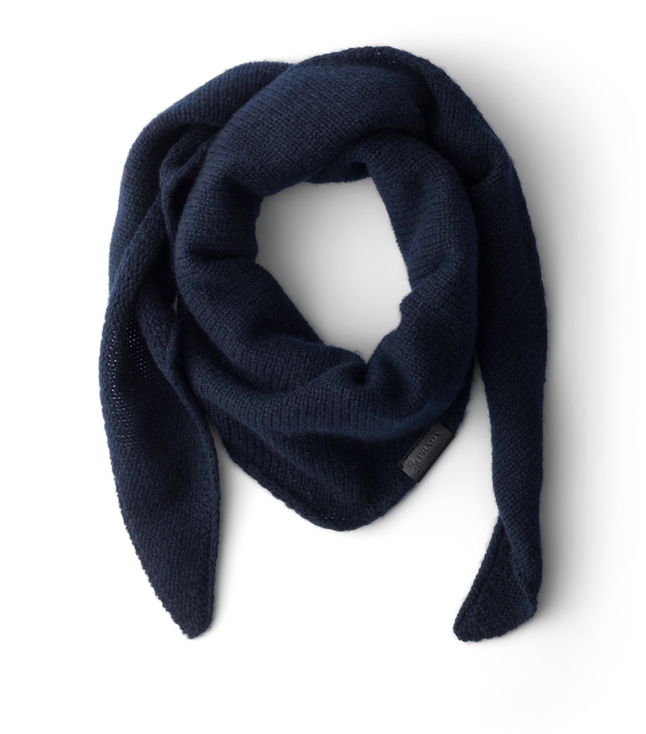 Prada Womens Cashmere Triangular Shawl Blue Image 1