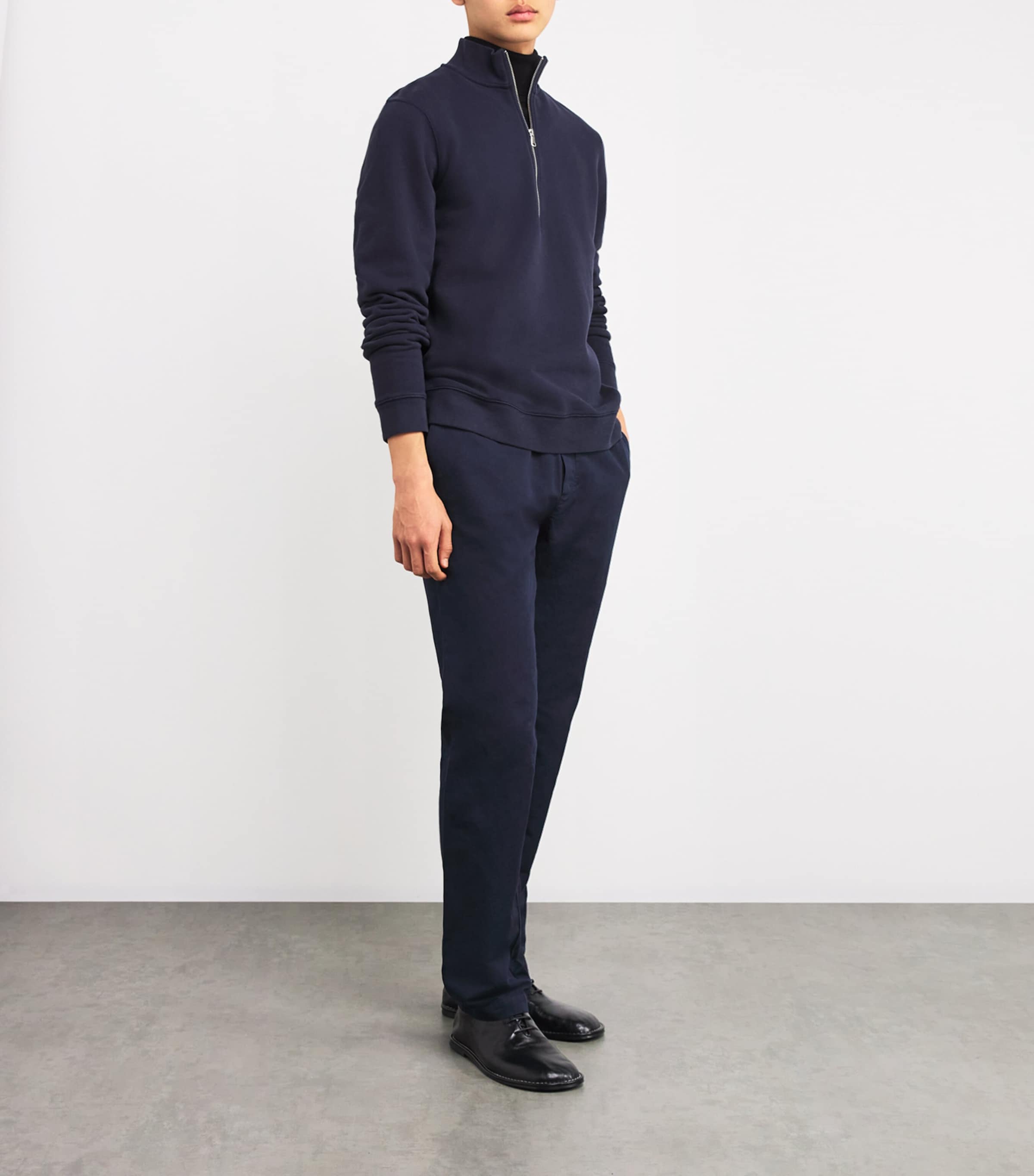 Cotton Half-Zip Sweatshirt NAVY1 Image 2