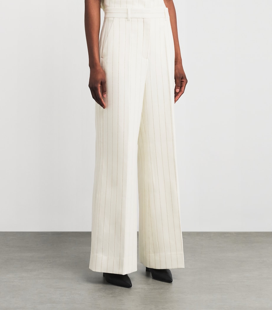 Metallic Pinstripe Tailored Trousers IVORY/GOLD Image 3
