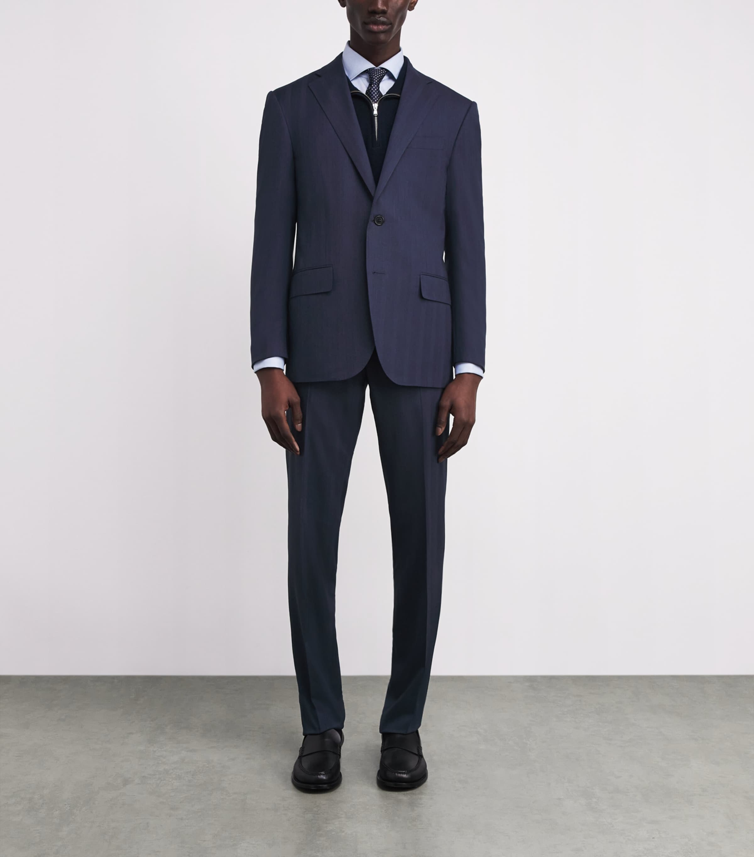 Virgin Wool Stripe 2-Piece Suit 001 NAVY BLUE Image 3