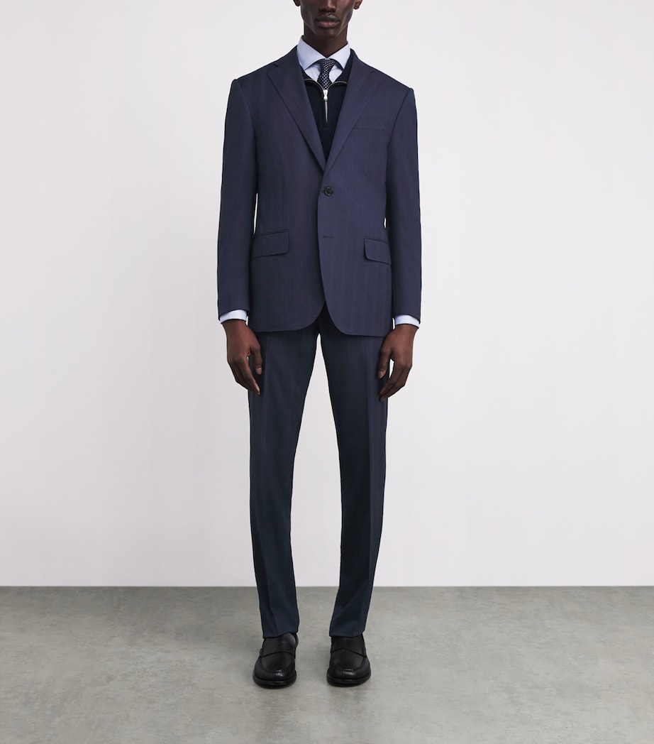 Virgin Wool Stripe 2-Piece Suit 001 NAVY BLUE Image 3