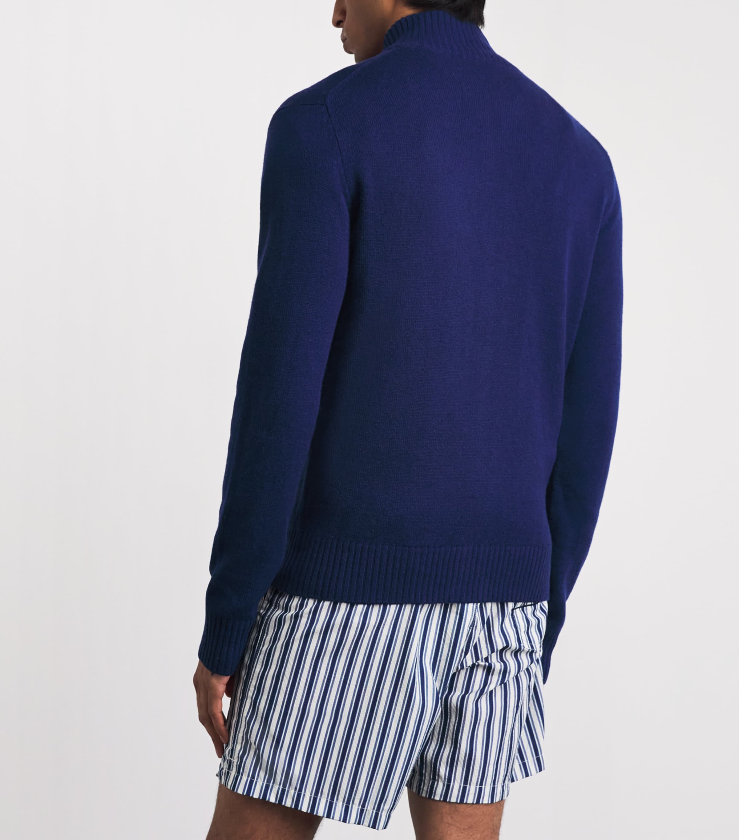 Vilebrequin Mens Virgin Wool-Cashmere Juan Zip-Up Cardigan Bleu Marine Image 5