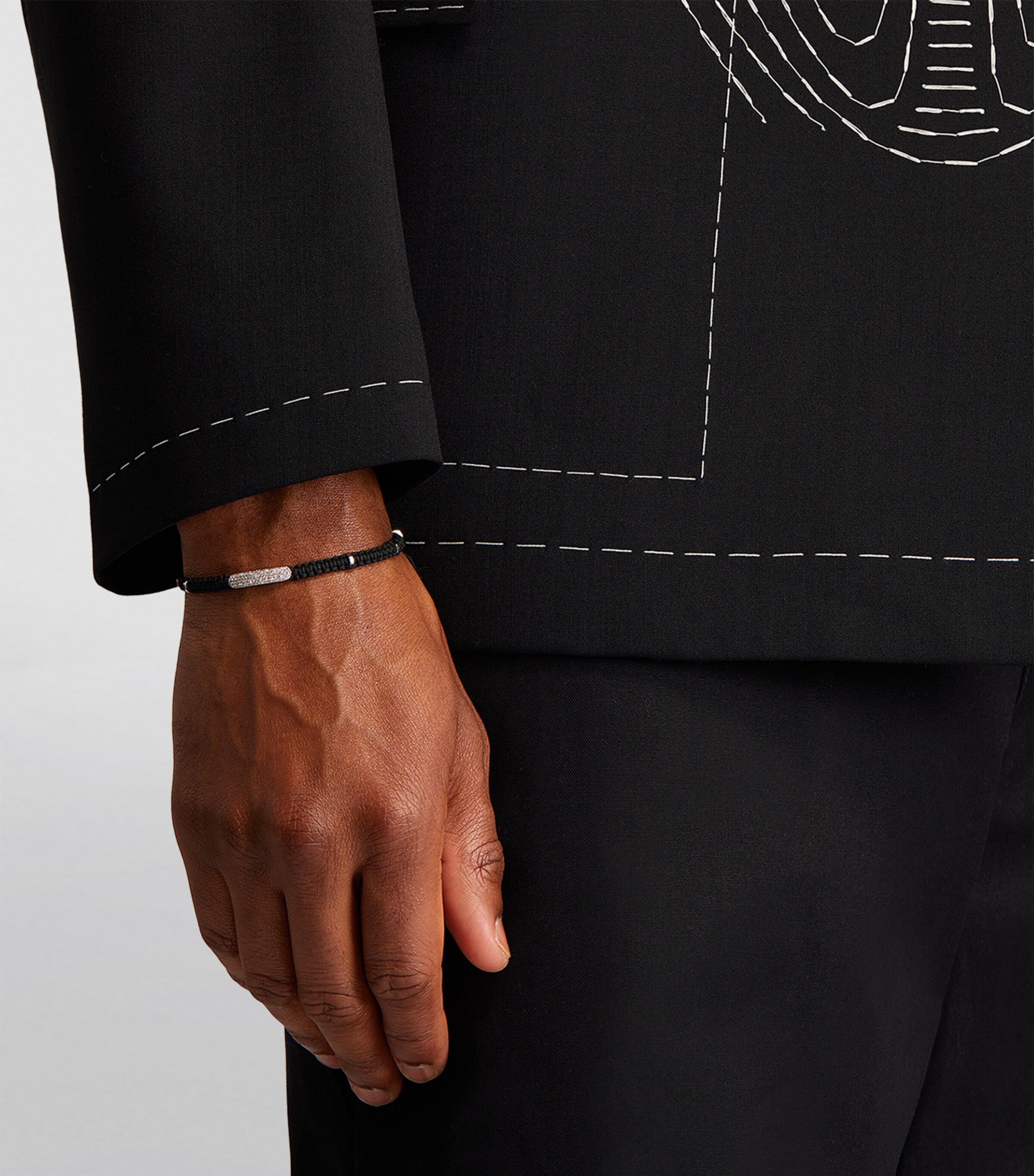 Silver Baton Macramé Bracelet SILVER/ BLACK Image 4