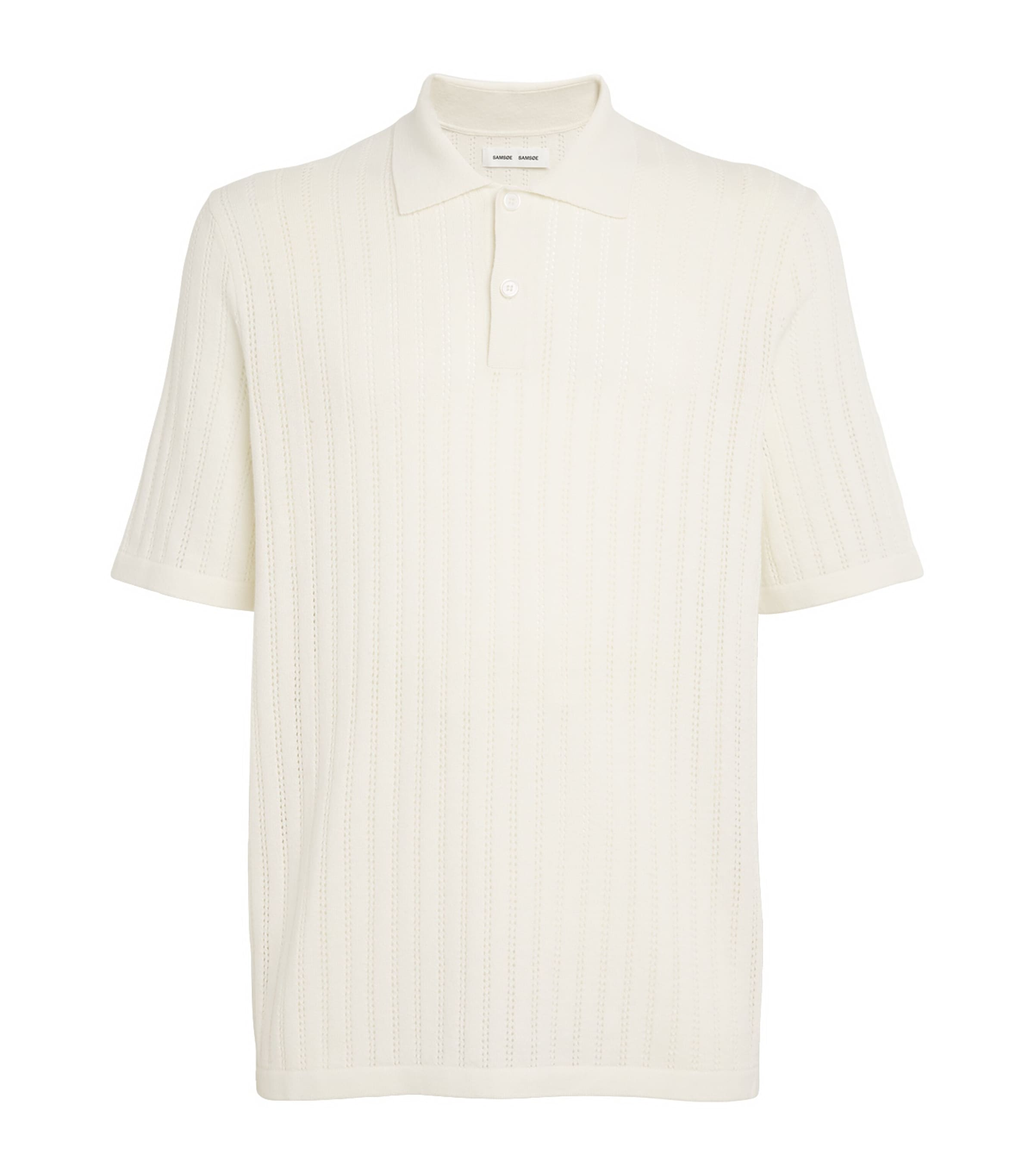 Shop Samsoe & Samsoe Ribbed Saconald Polo Shirt In Beige