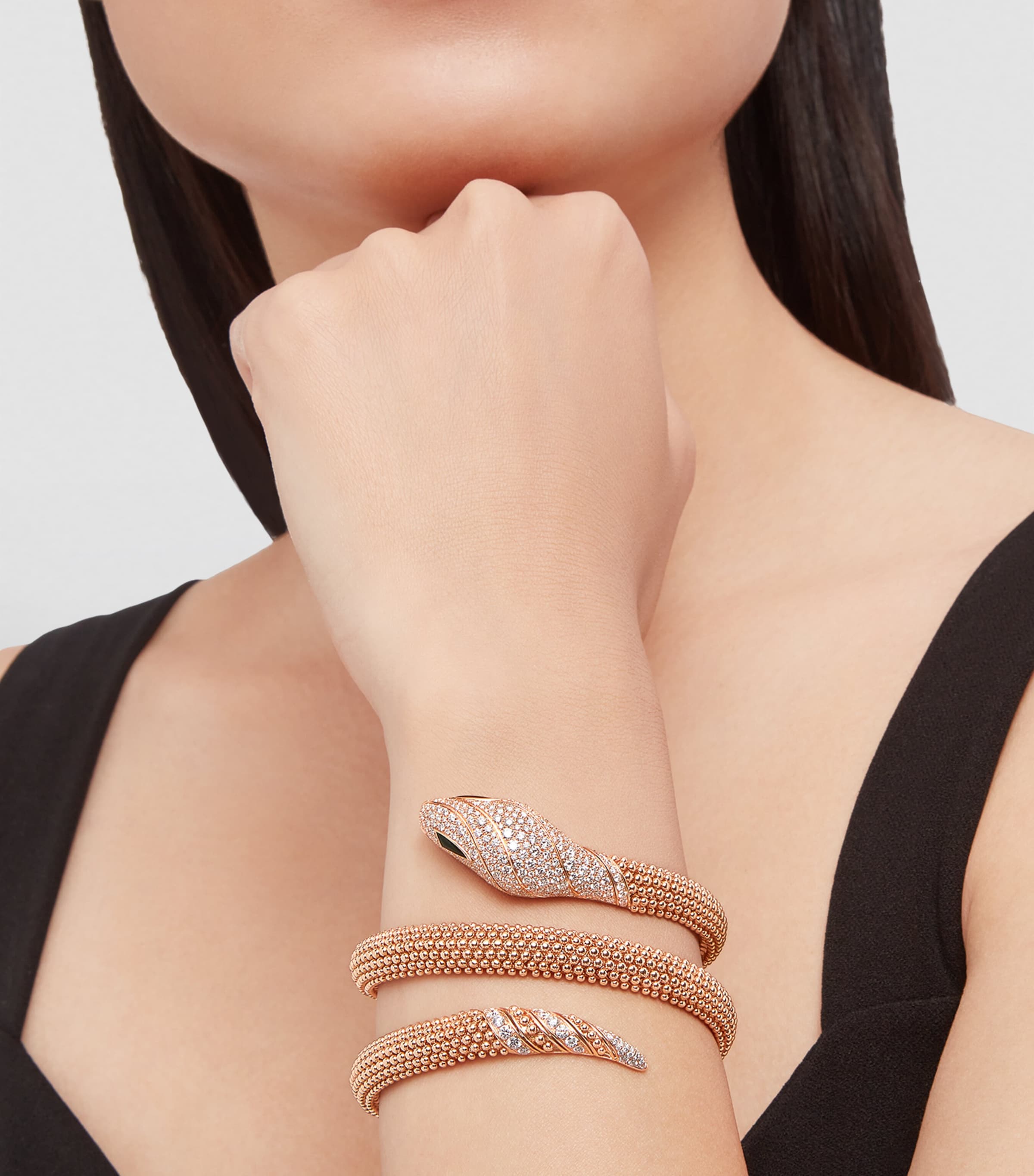 Rose Gold and Diamond Serpenti Pallini Cuff Bracelet ROSE GOLD Image 6
