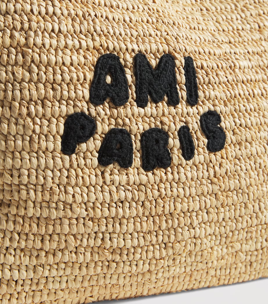 AMI Paris Raffia Logo Tote Bag Image 6