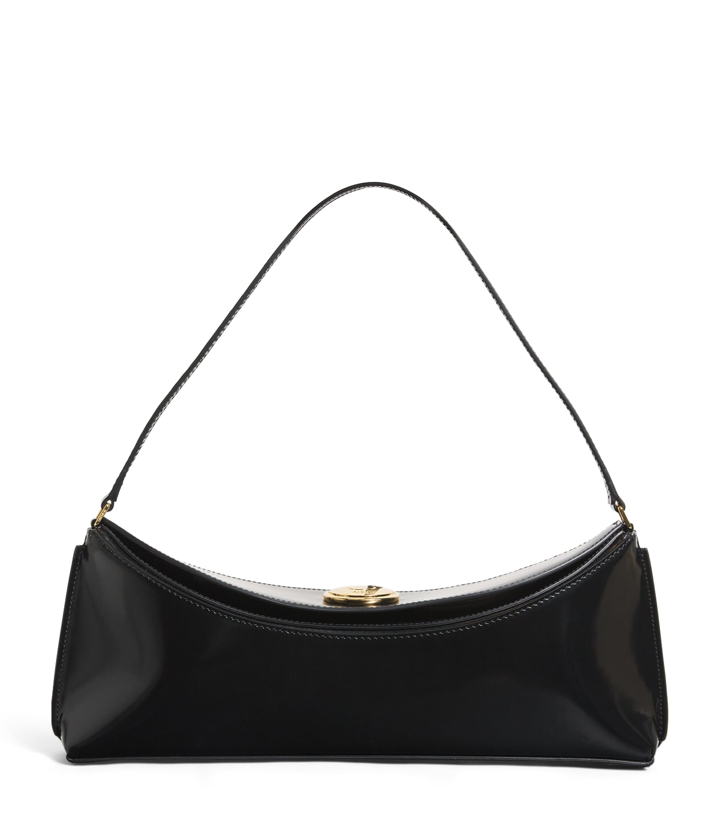 Jacquemus Leather The Ovalo Shoulder Bag In Black