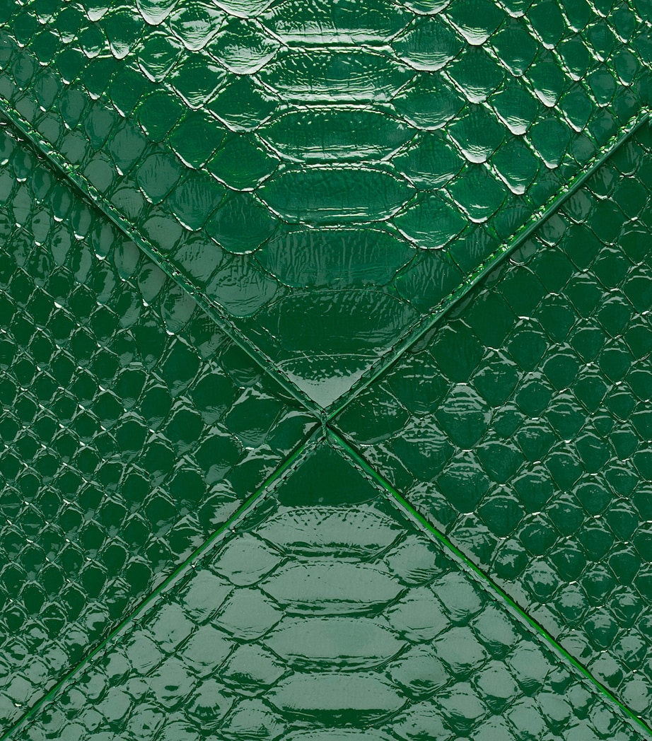 Large Python Skin Puzzle Fold Tote Bag EMERALD GREEN Image 7