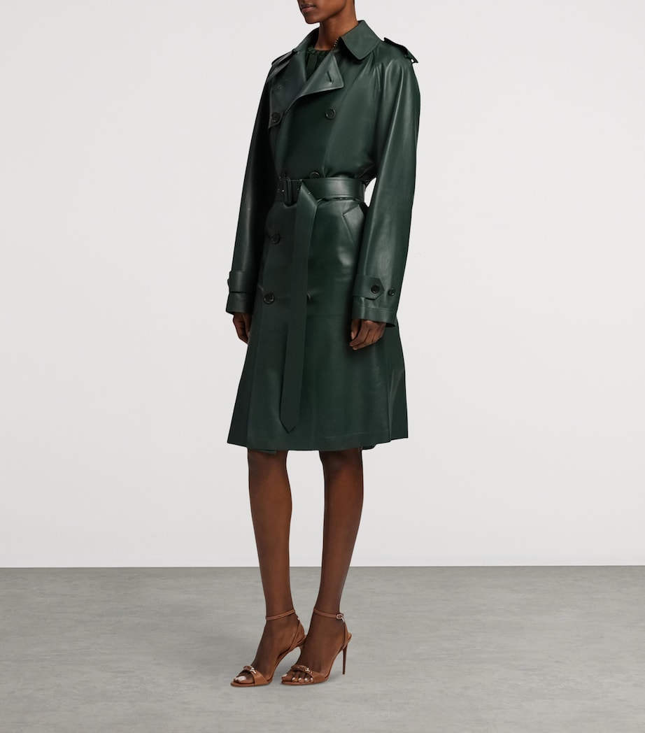 Leather Trench Coat DARK RACING GREEN Image 7