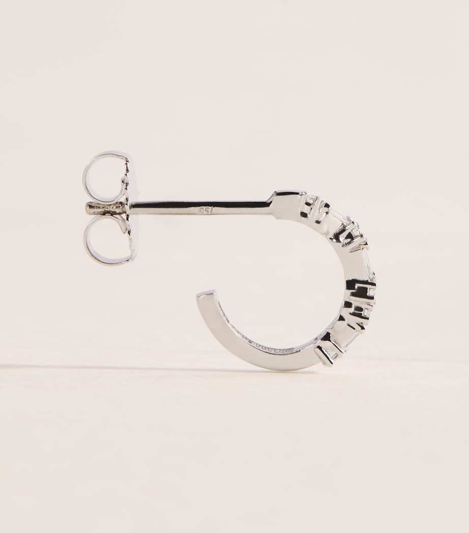 Suzanne Kalan White Gold and Diamond Mini Thin Mix Hoop Earrings Wg/wd Image 3