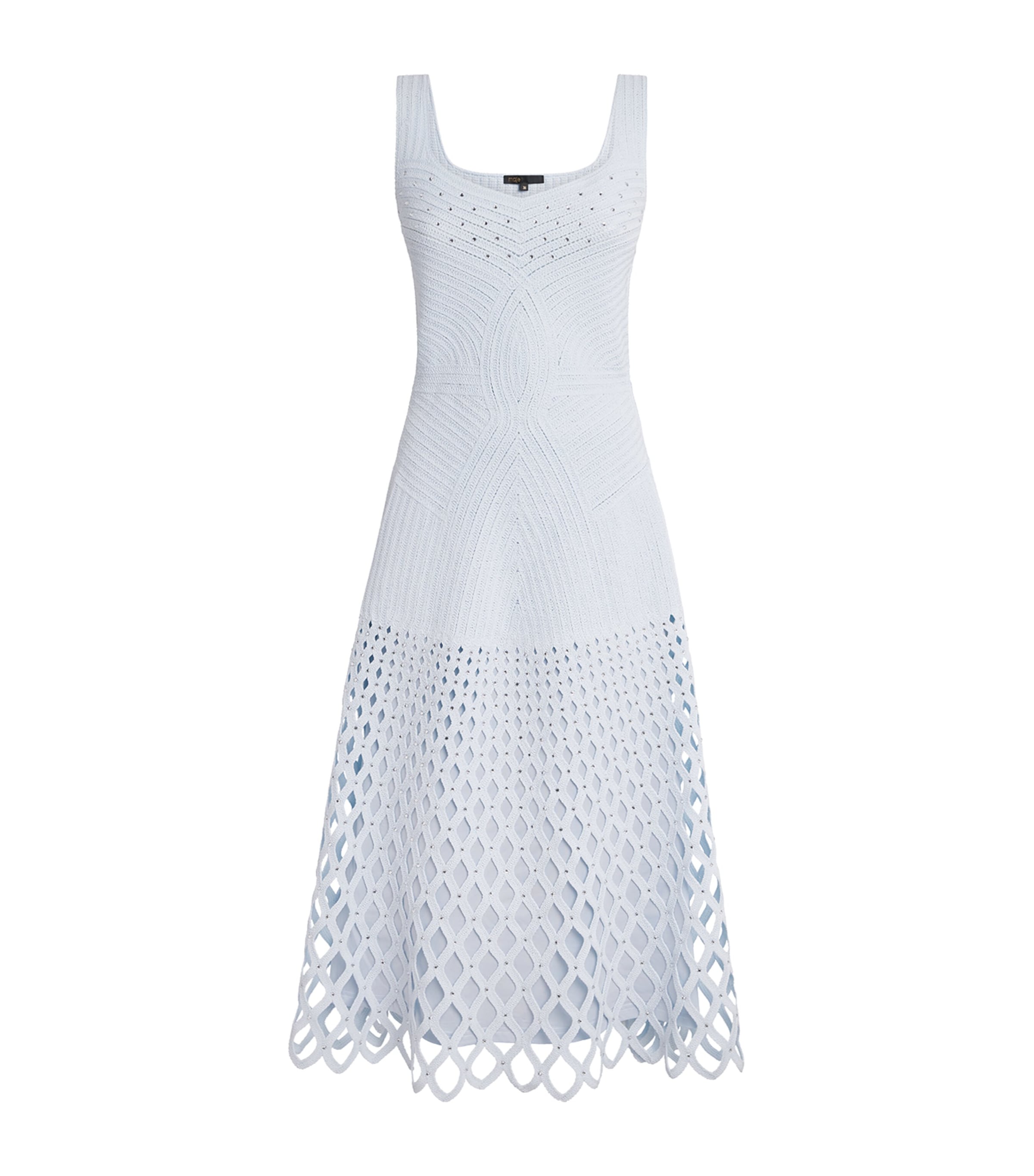 Maje Womens Embellished Crochet Midi Dress Blue Sky Image 1