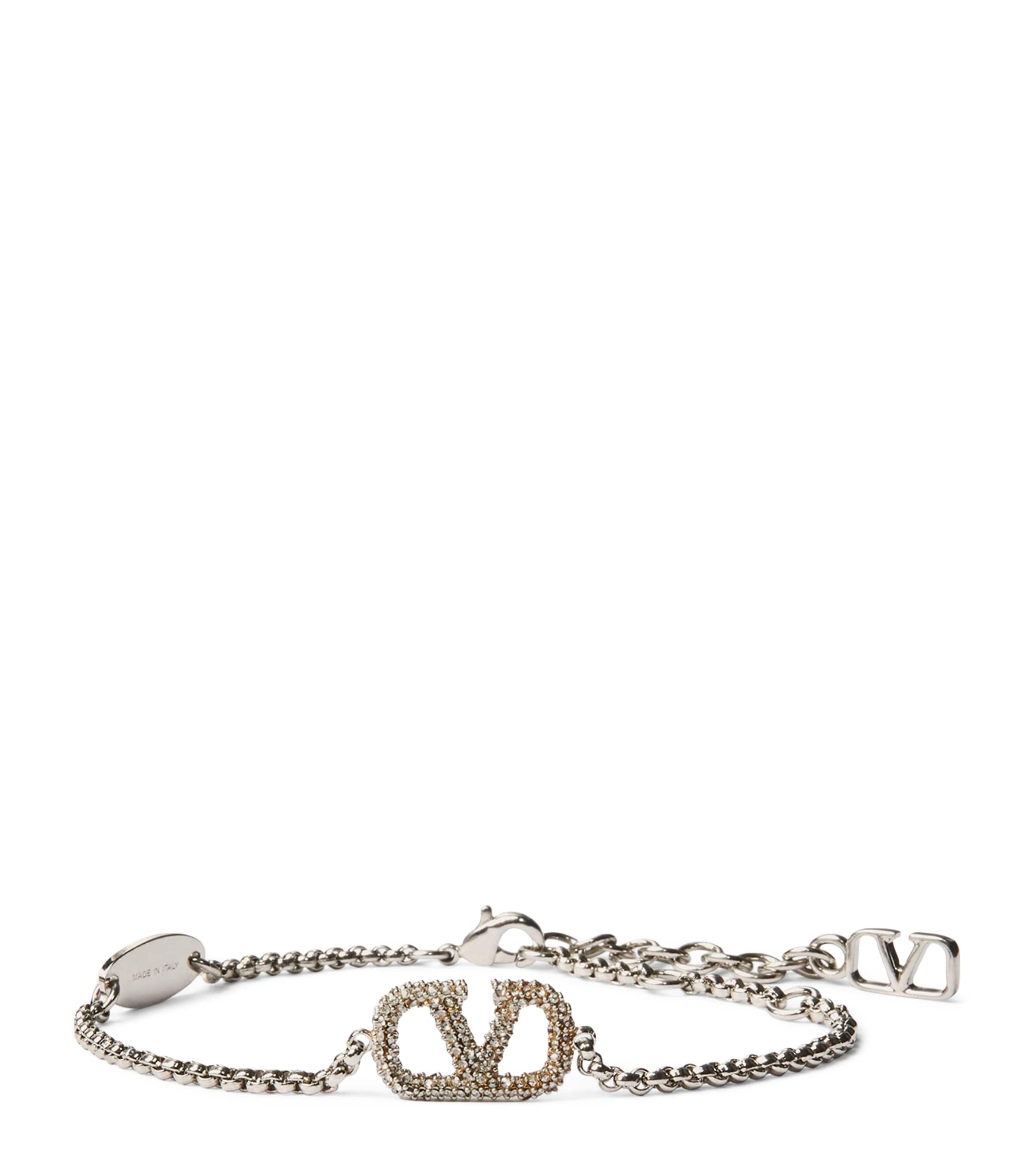 Valentino Garavani Swarovski Crystal-embellished Vlogo Signature Bracelet In Gold