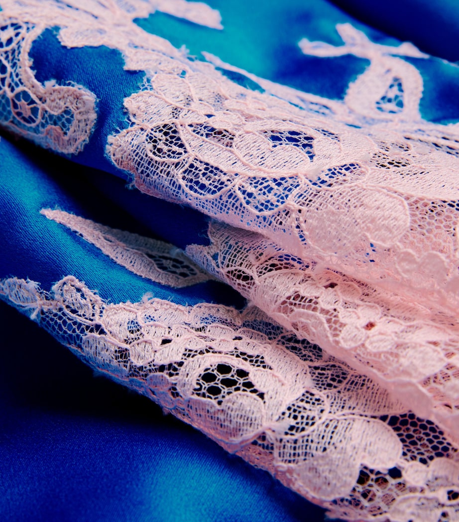 Silk Lace-Trim Bénédicte Short Robe 3476 CELE/LILA Image 5