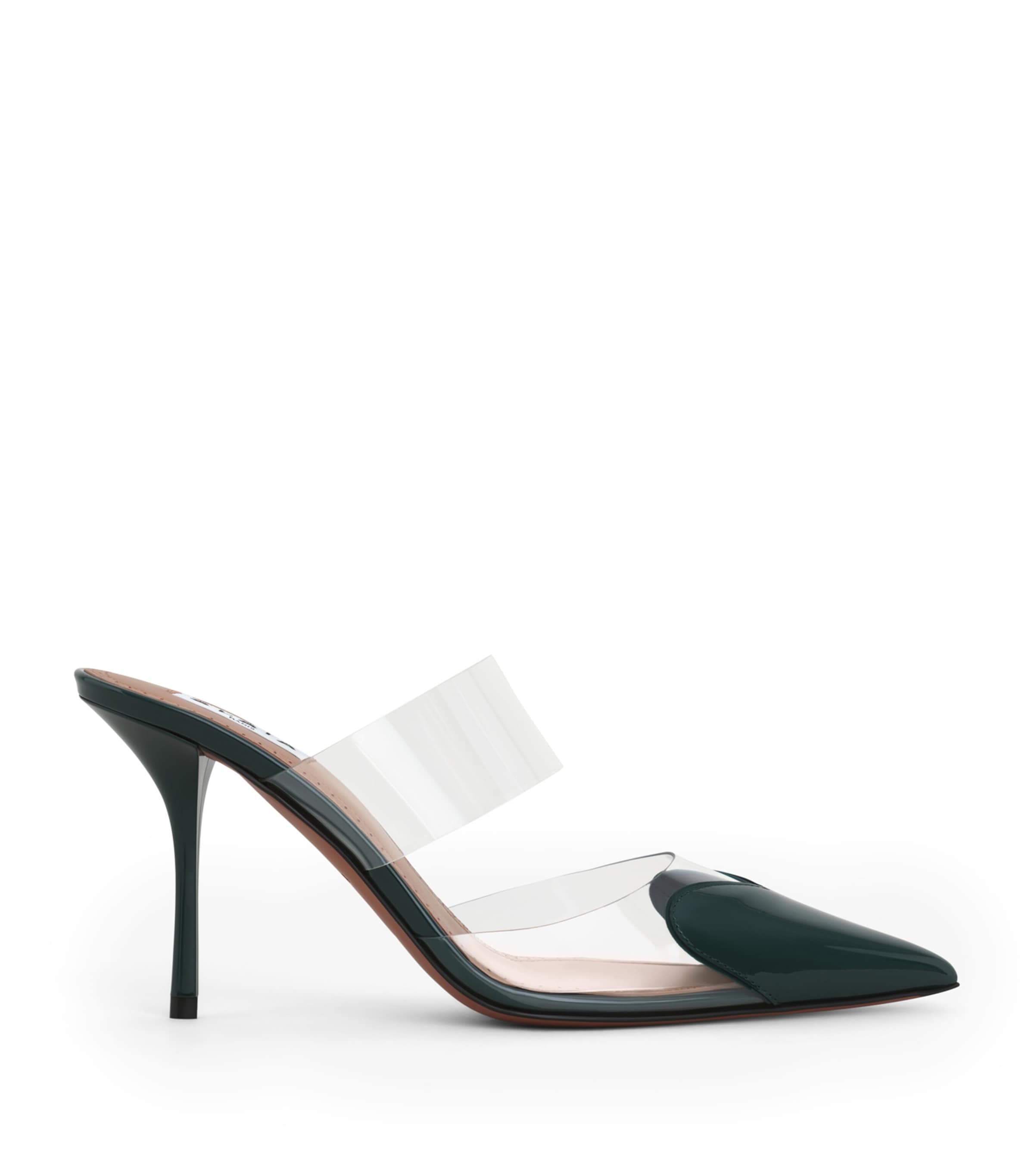 Shop Alaïa Patent Leather Le Coeur Mules 90 In Green