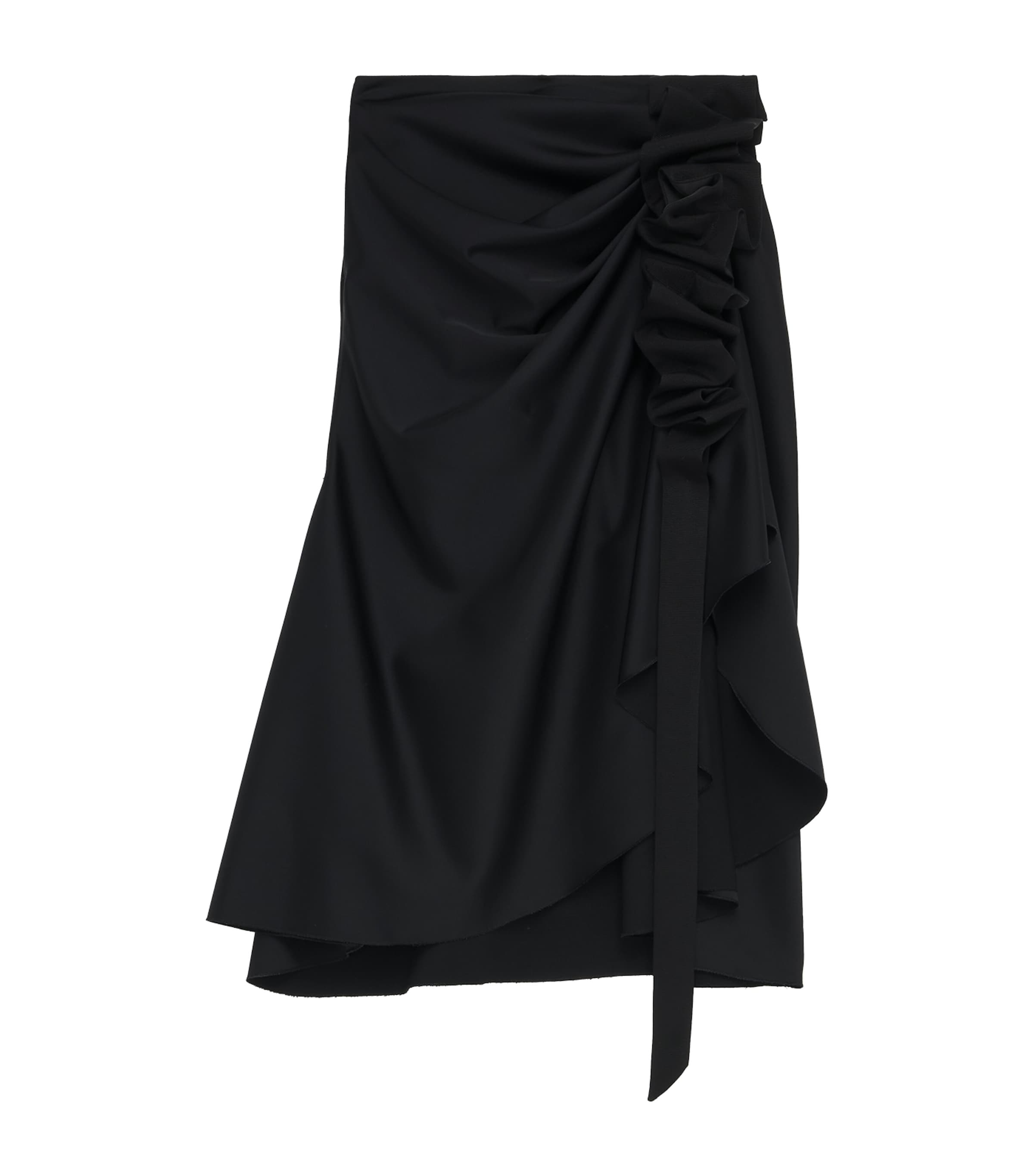 Alexander Mcqueen Asymmetric Bow Midi Skirt In Black