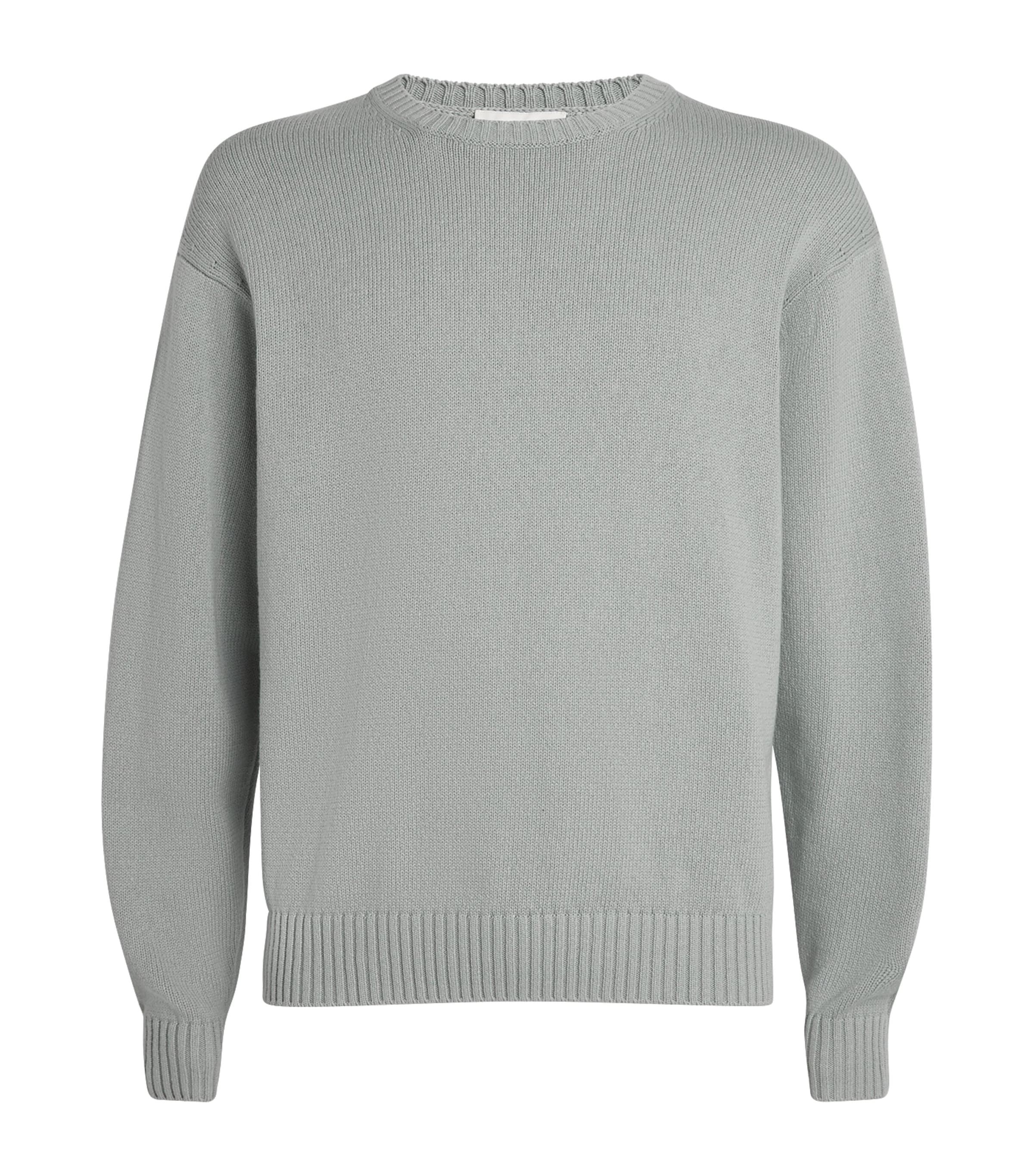 Frame Cotton Silk Sweater Grey Blue In Multi