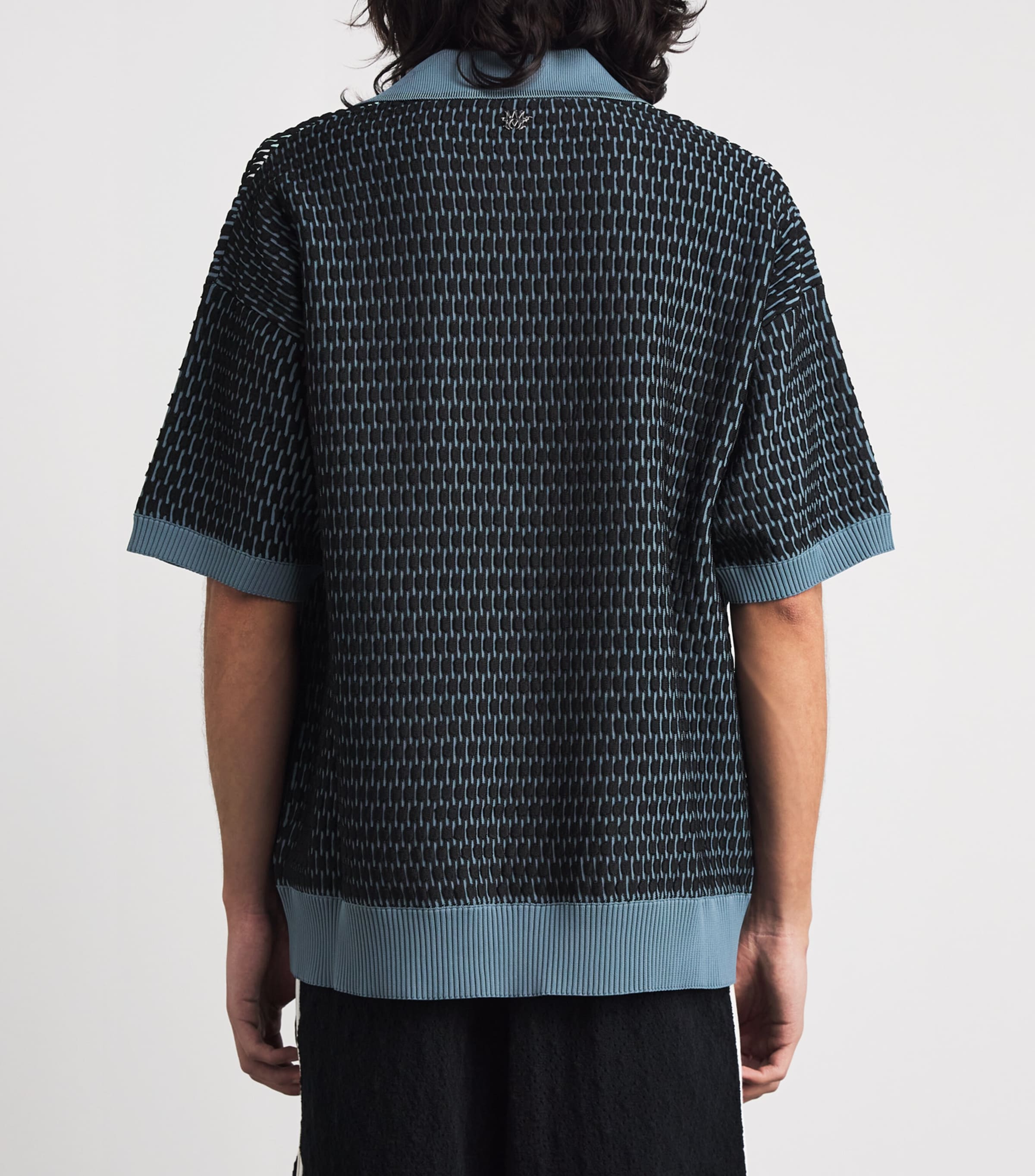 AMIRI Mens Stripe Embroidered Polo Sweater Blue Image 5