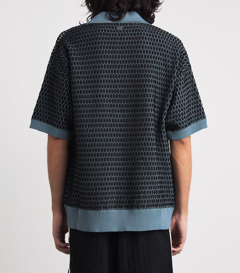 AMIRI Mens Stripe Embroidered Polo Sweater Blue Image 5