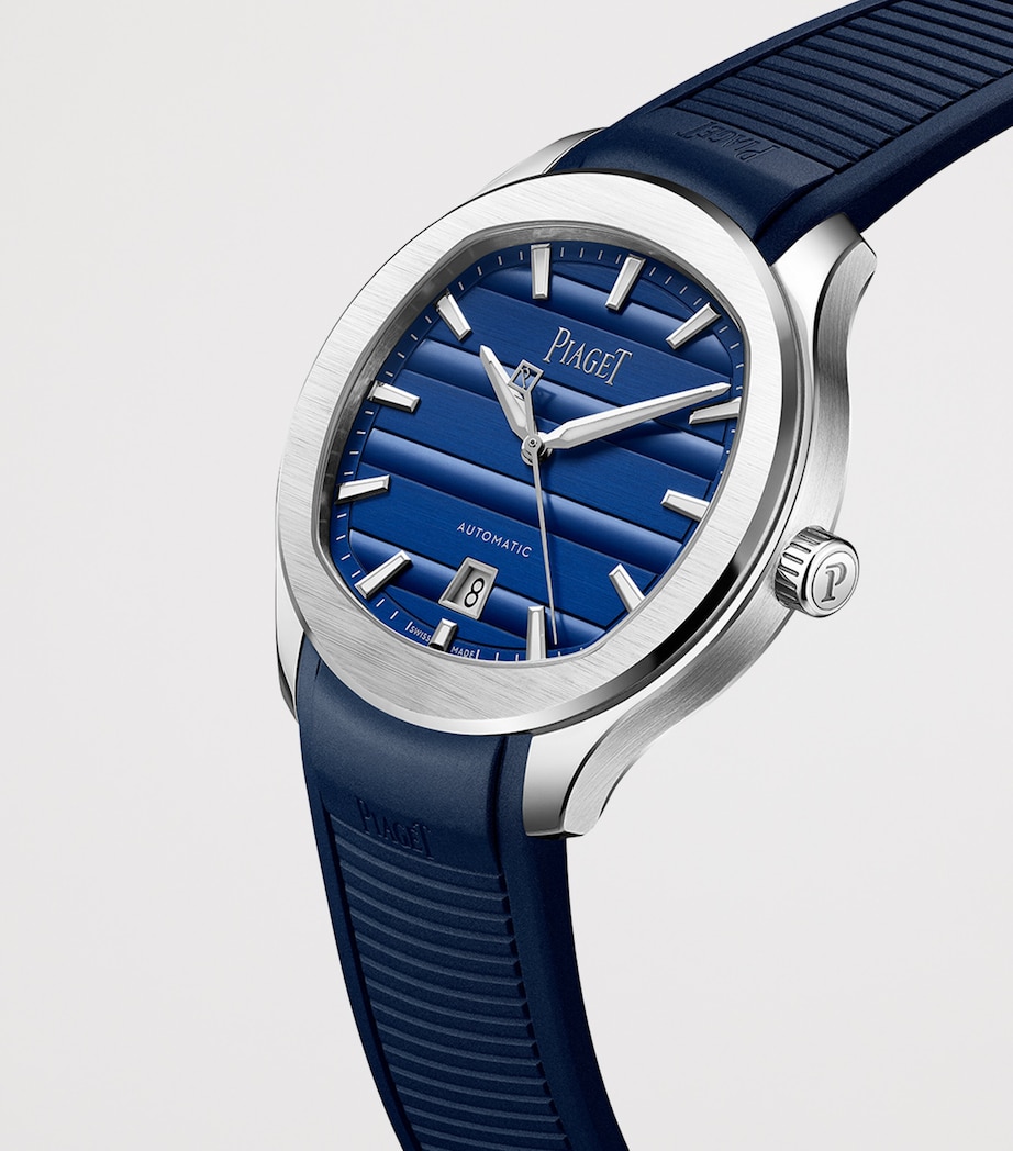 Piaget Stainless Steel Polo Signature Date Watch 42mm Blue Image 3