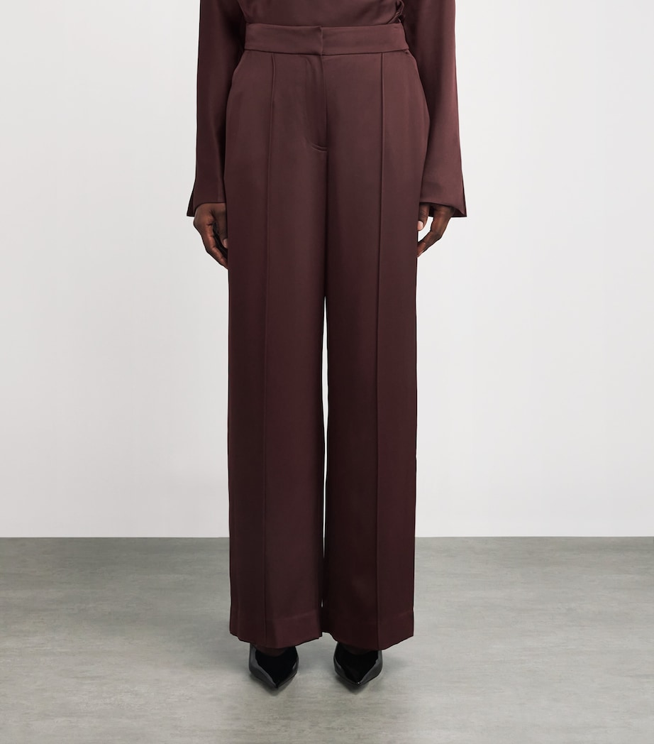 Satin Wide-Leg Kyra Trousers MAHOGANY Image 3
