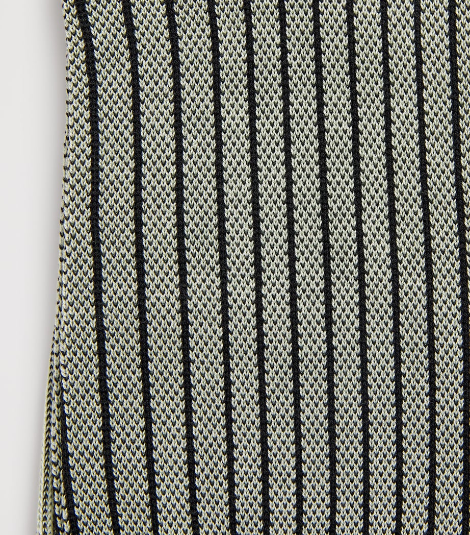 Falke Mens Cotton-Blend Oxford Stripe Socks Pale Olive Image 2