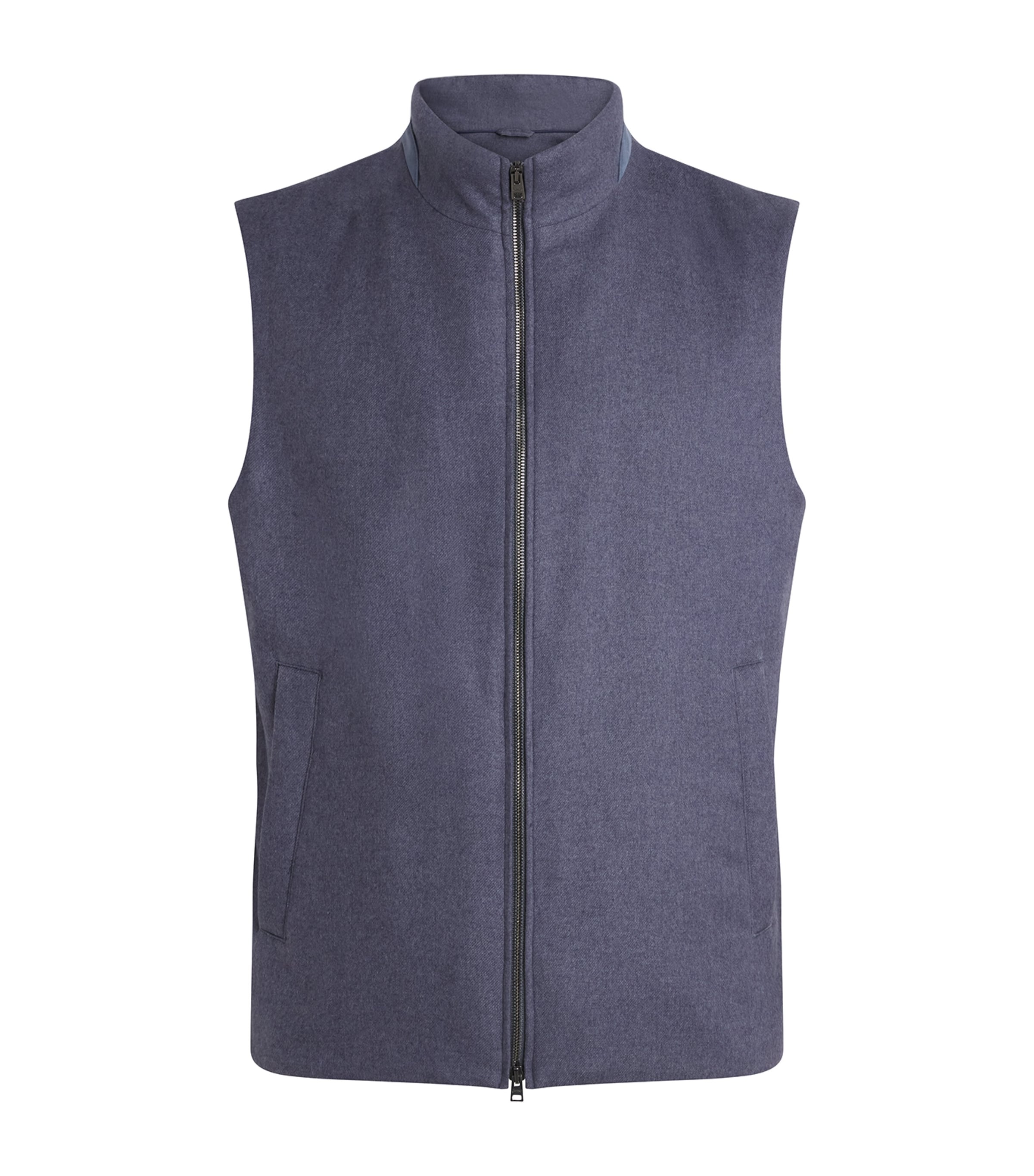 Herno Mens Silk-Cashmere Gilet Azzurro Denim Image 1