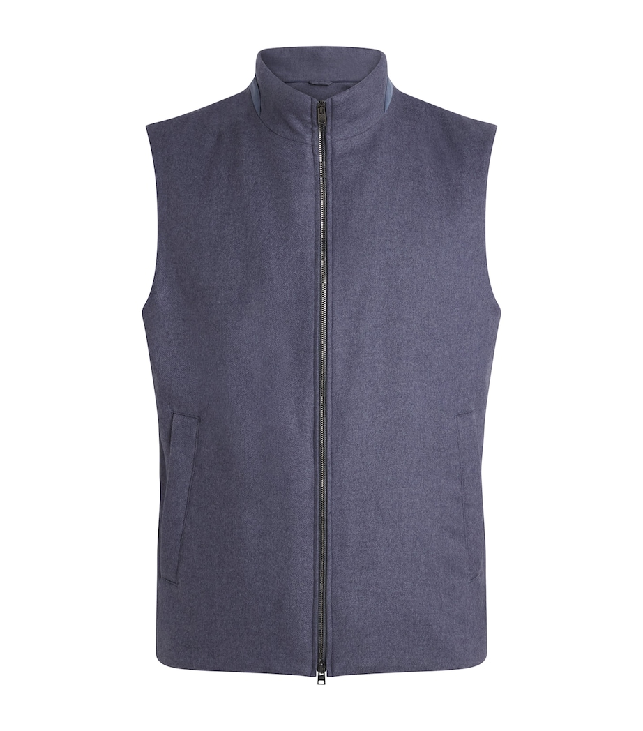 Herno Mens Silk-Cashmere Gilet Azzurro Denim Image 1