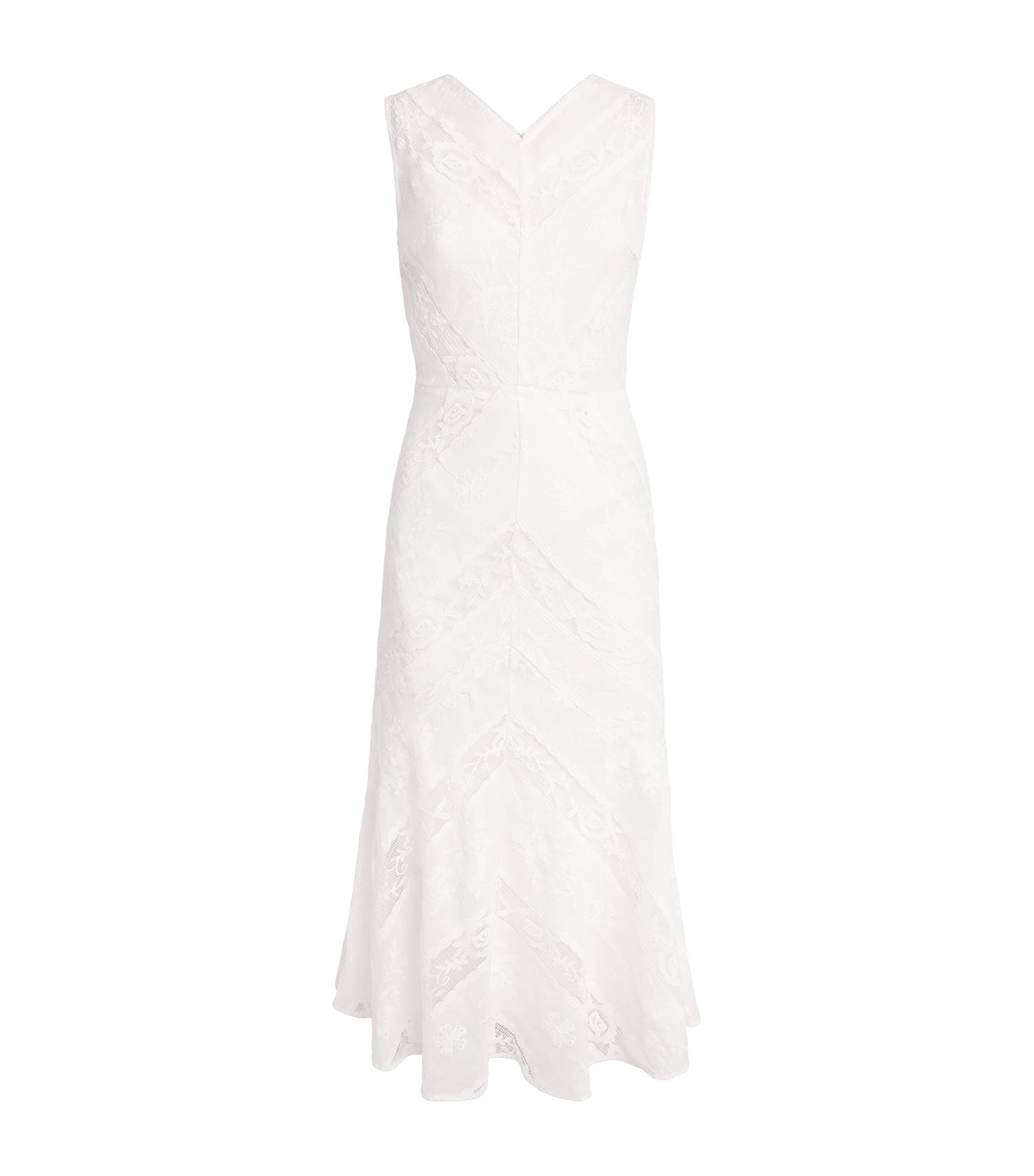 Self-Portrait Womens Ramie Embroidered Midi Dress White Image 1