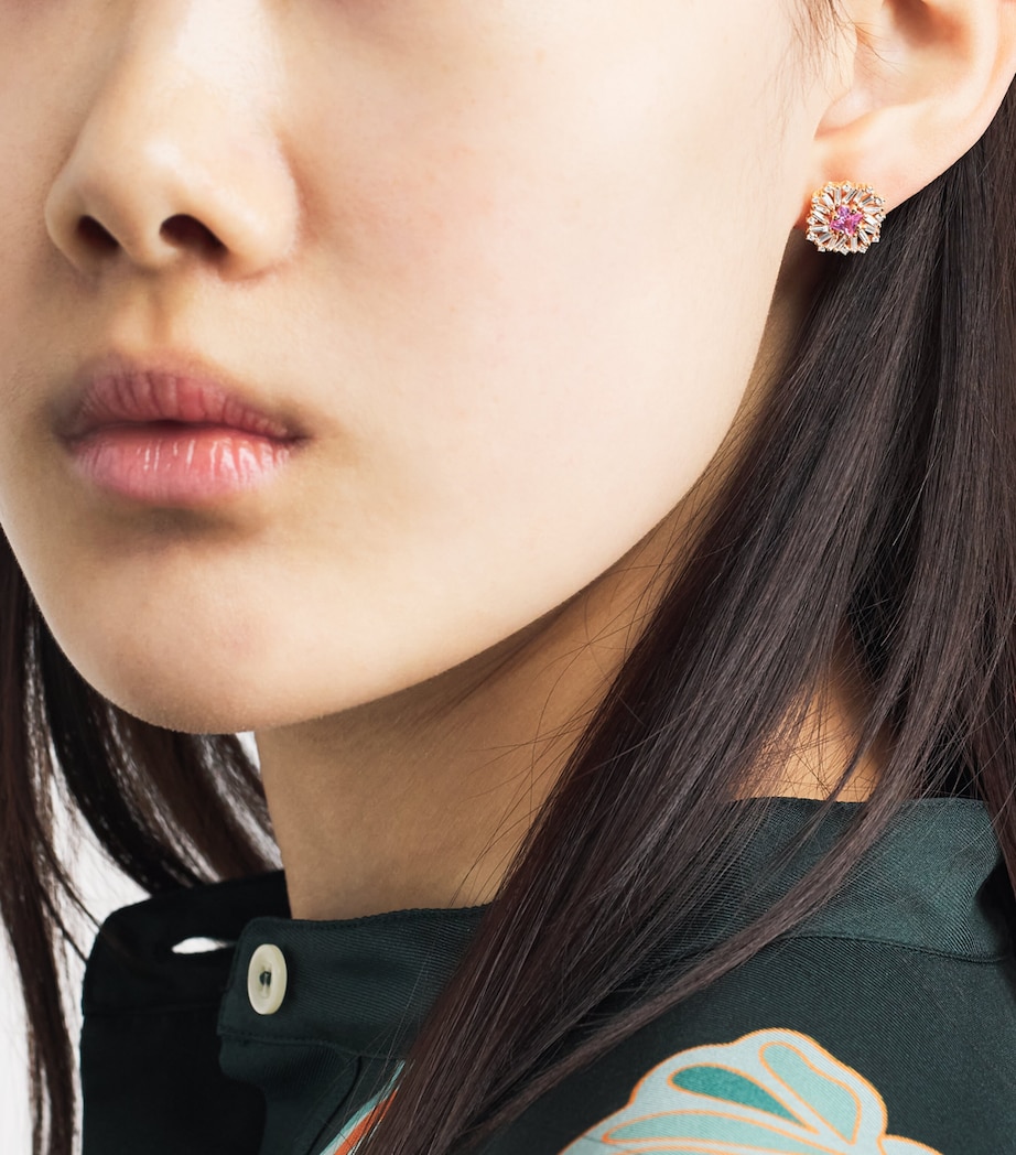 Suzanne Kalan Rose Gold, Pink Sapphire and Diamond Flower Stud Earrings Rg/p Image 2