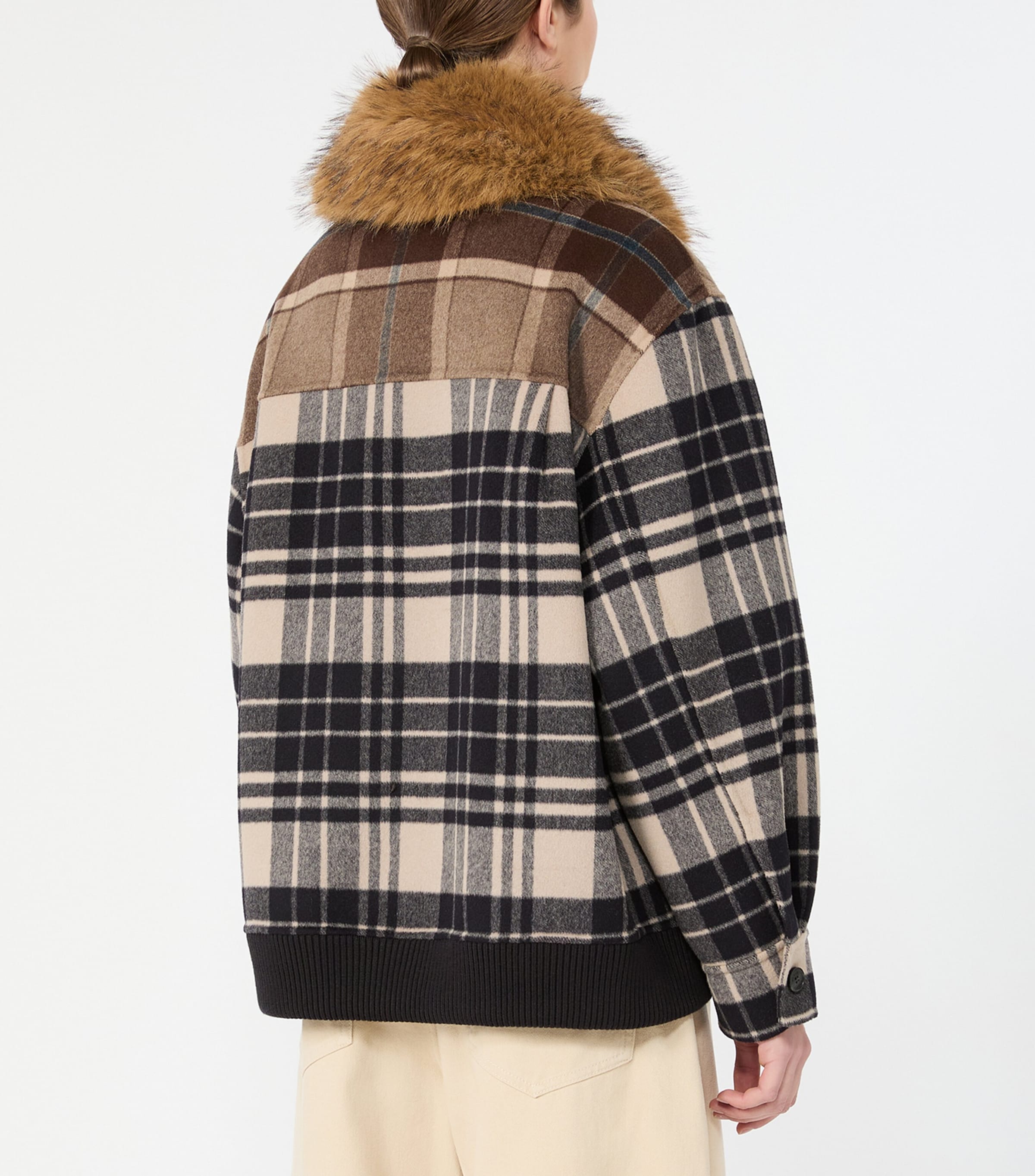 Weekend Max Mara Womens Virgin Wool Check Jacket Brown Image 4