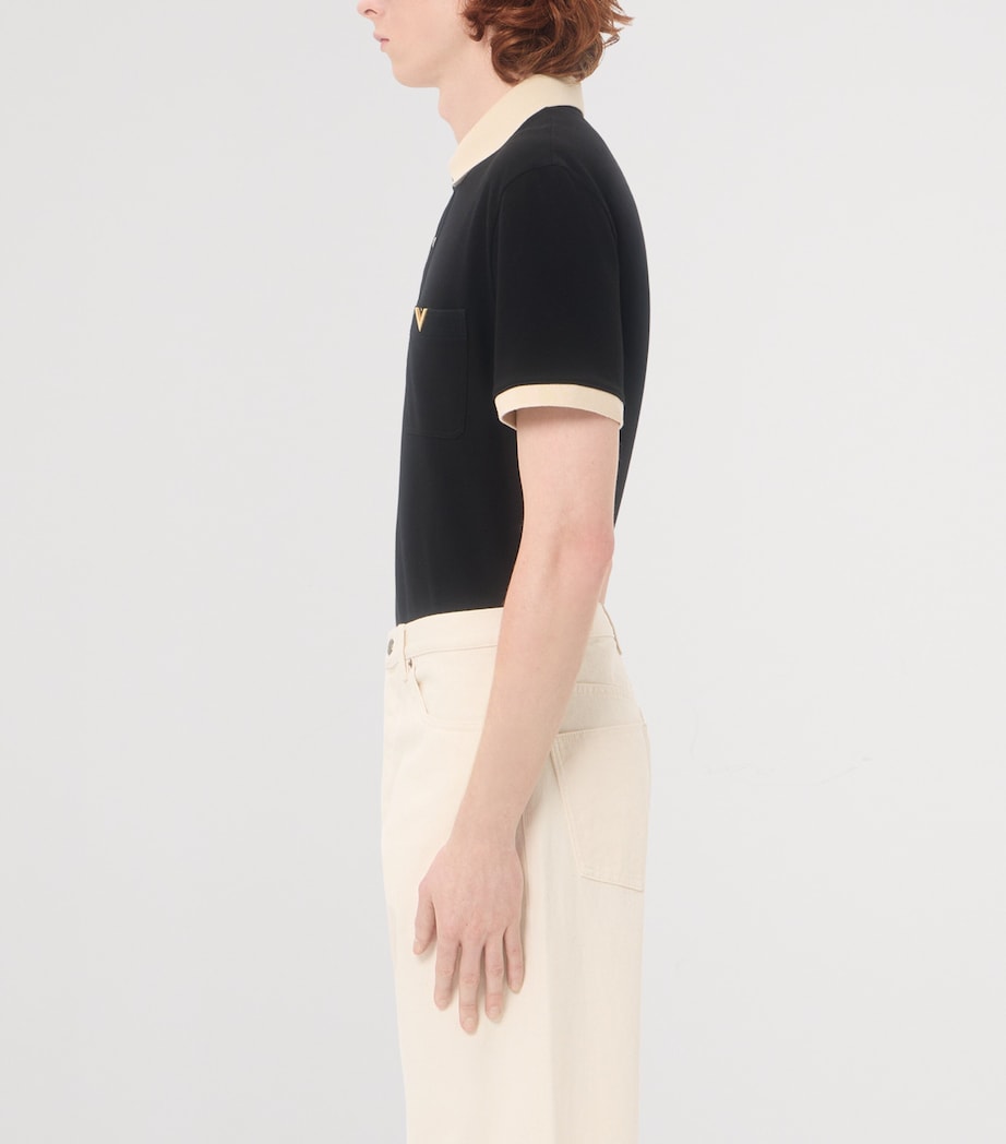 Valentino Garavani Mens Cotton Jersey VGold Polo Shirt Image 3