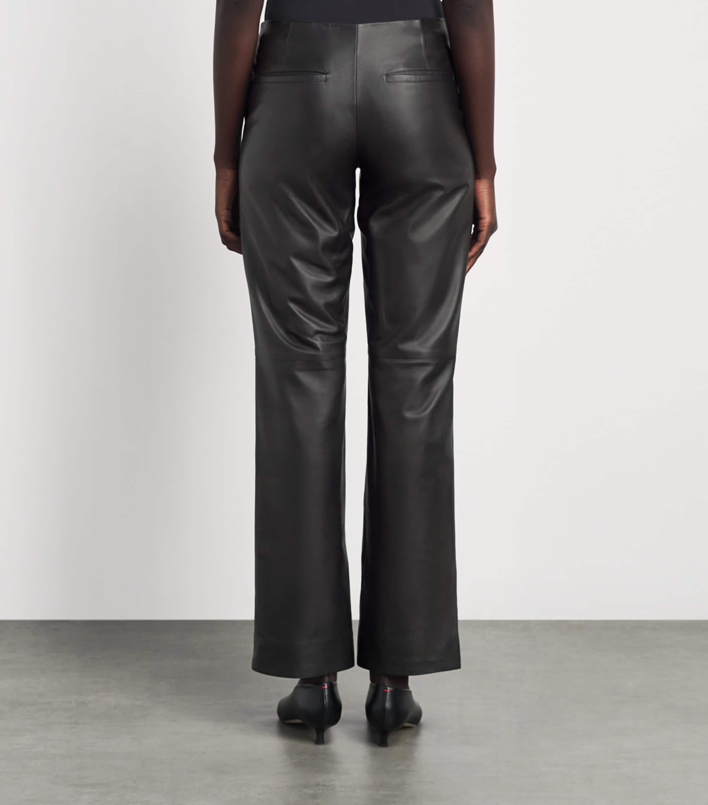 Toteme Womens Leather Easy Trousers Black Image 5