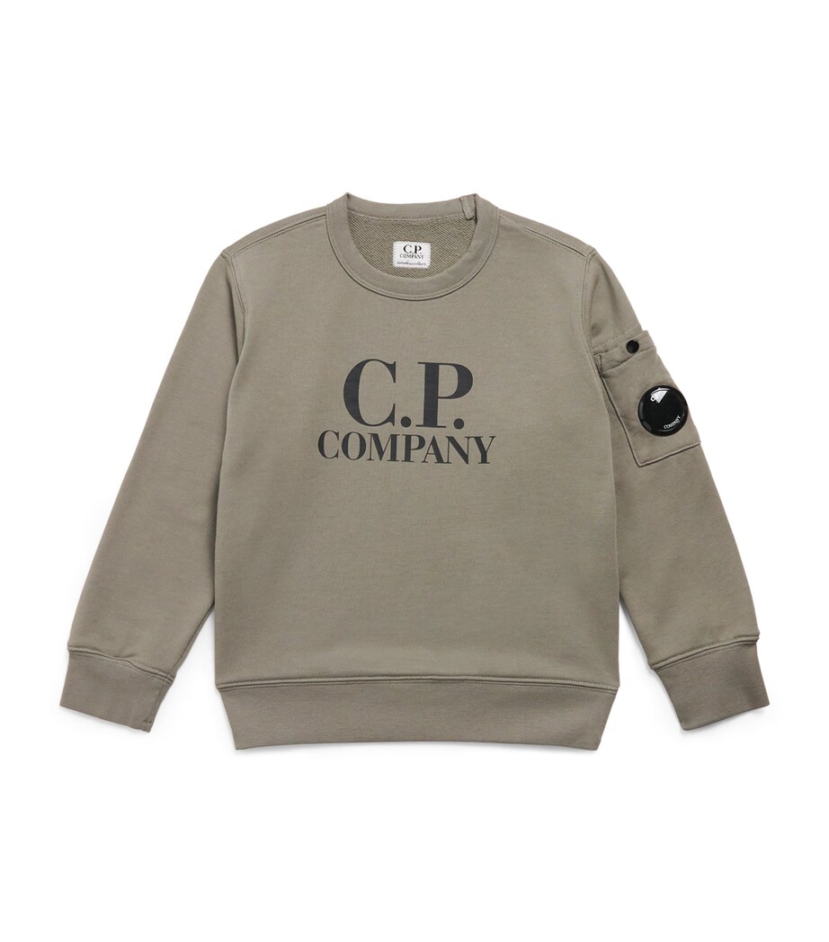 C.P. Company Kids Cotton Logo Print Sweatshirt (4-14 Years) Taupe Grey Image 1