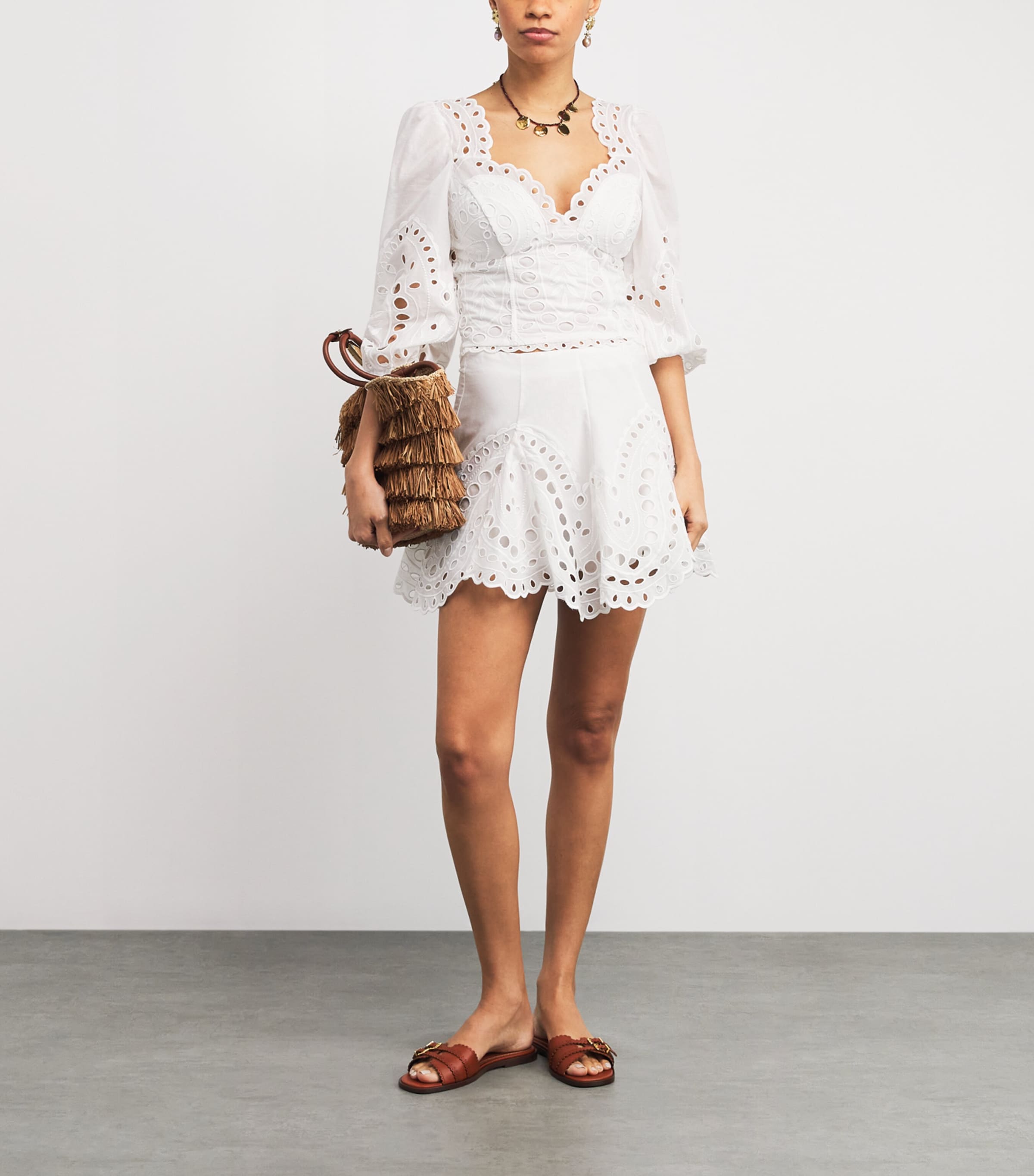 Cotton-Blend Sail Mini Skirt WHITE SEALACE Image 2