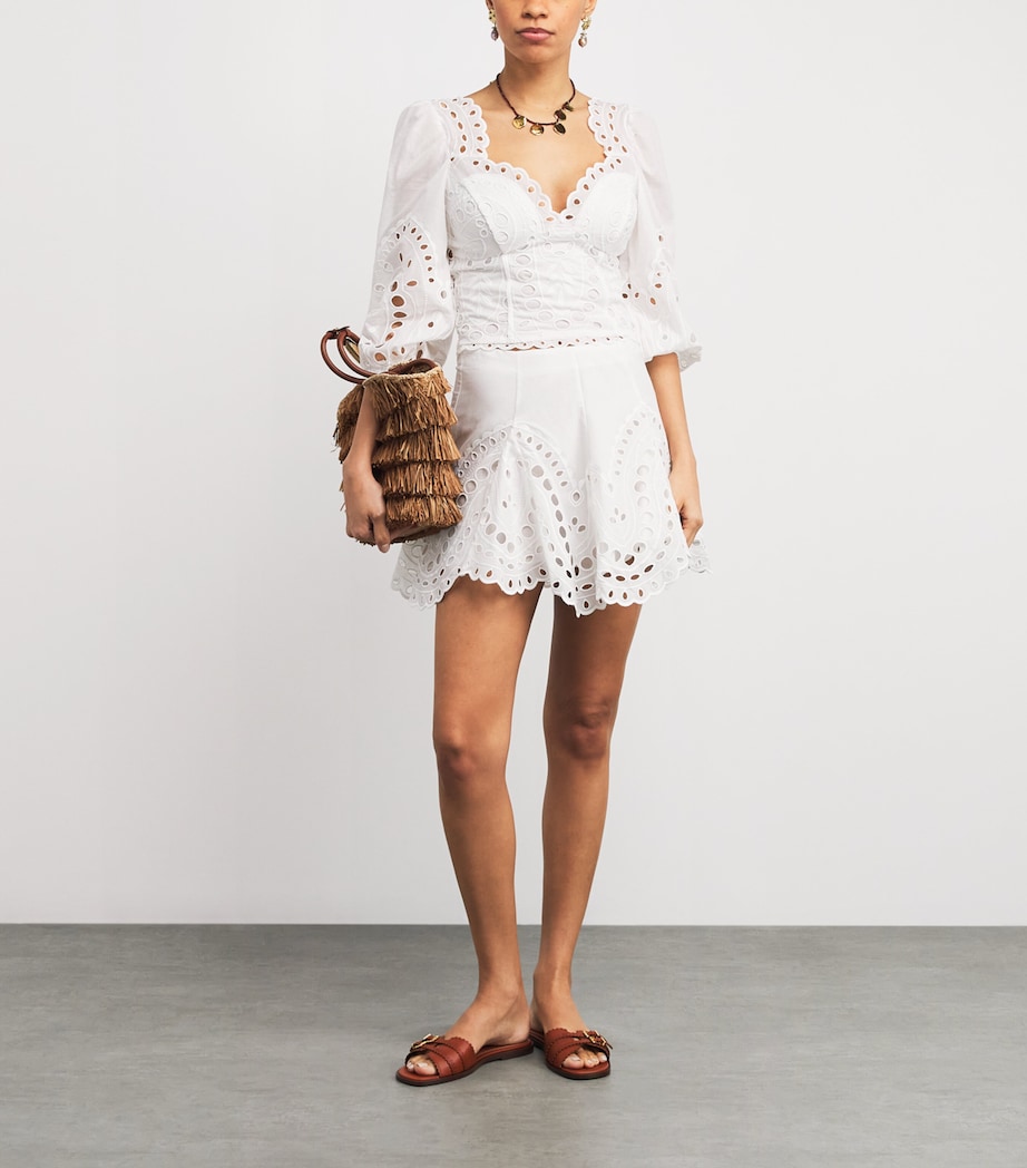 Cotton-Blend Sail Mini Skirt WHITE SEALACE Image 2