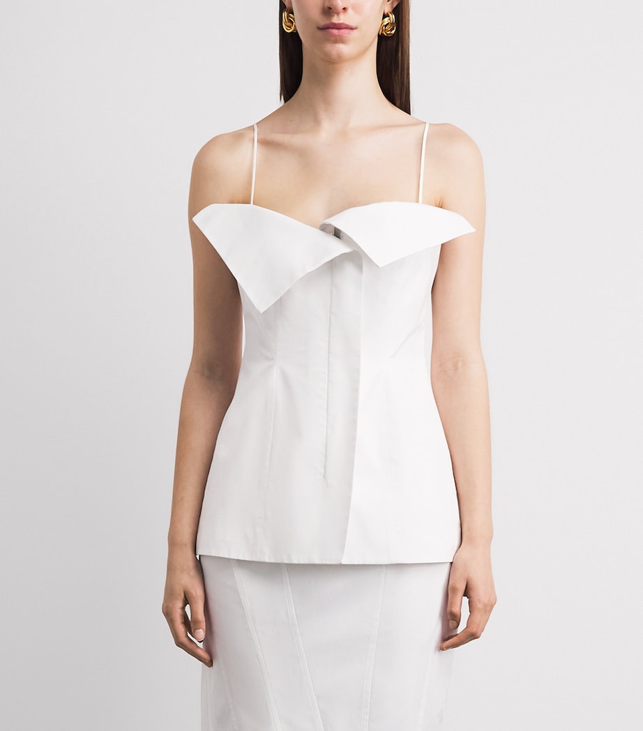 FFORME Womens Cotton Folded Eilwen Top White Image 4