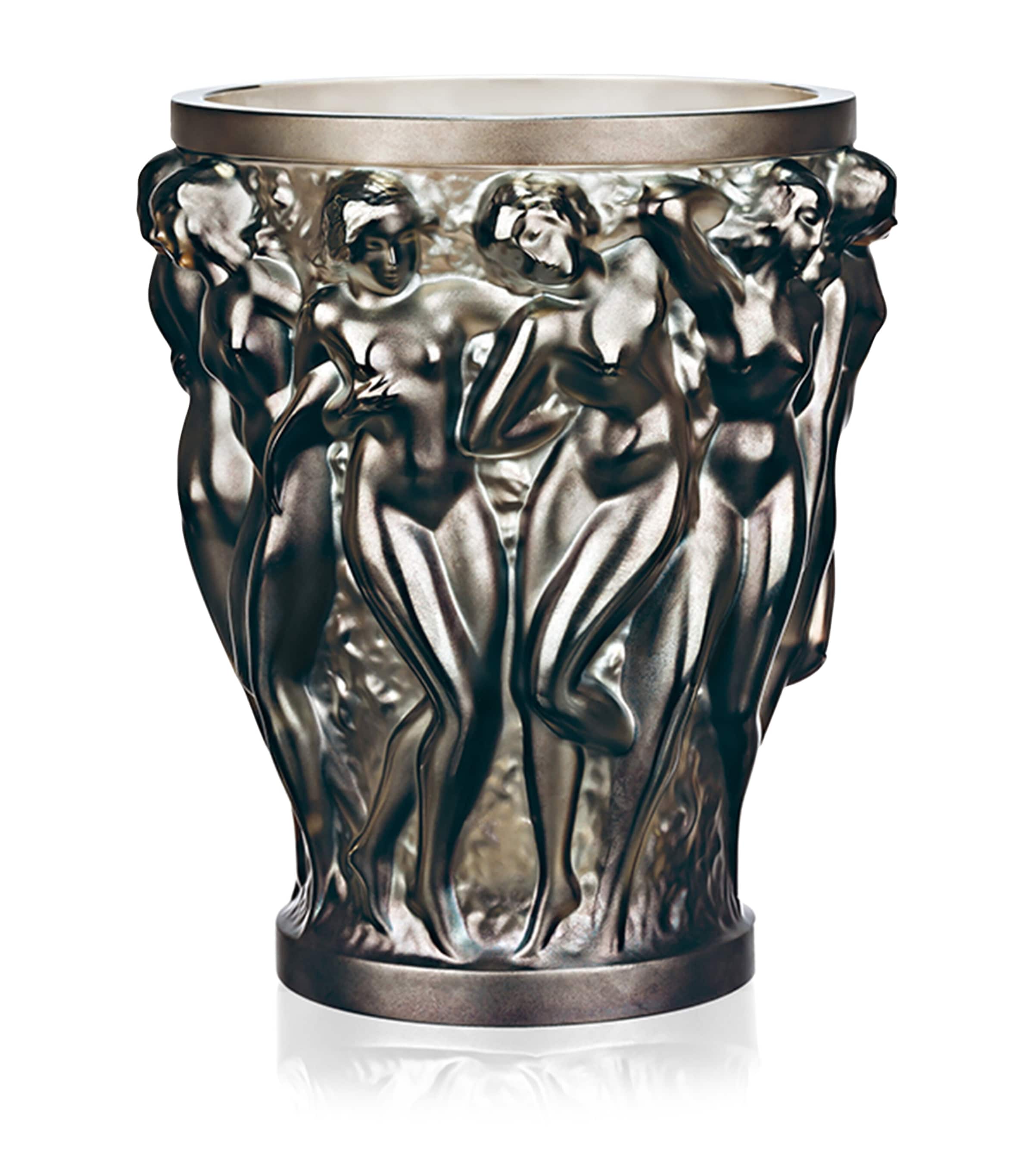 Lalique Bacchantes Bacchantes Small Vase In Brown