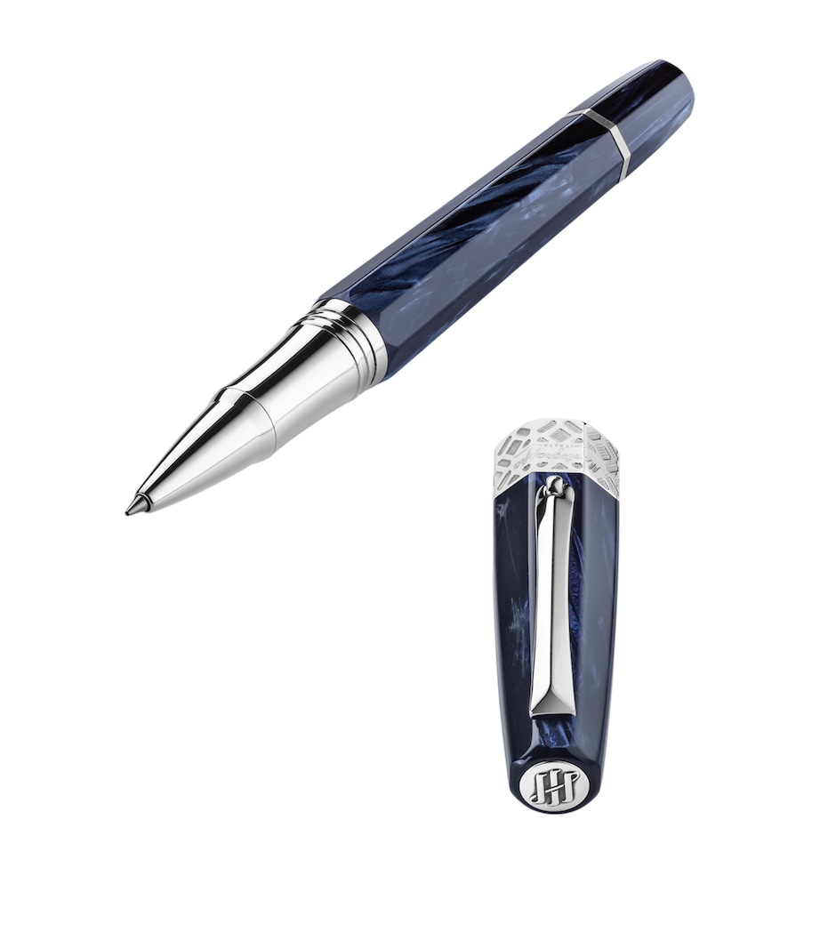 Sterling Silver-Trim Extra Otto Rollerball Pen DARK BLUE Image 2