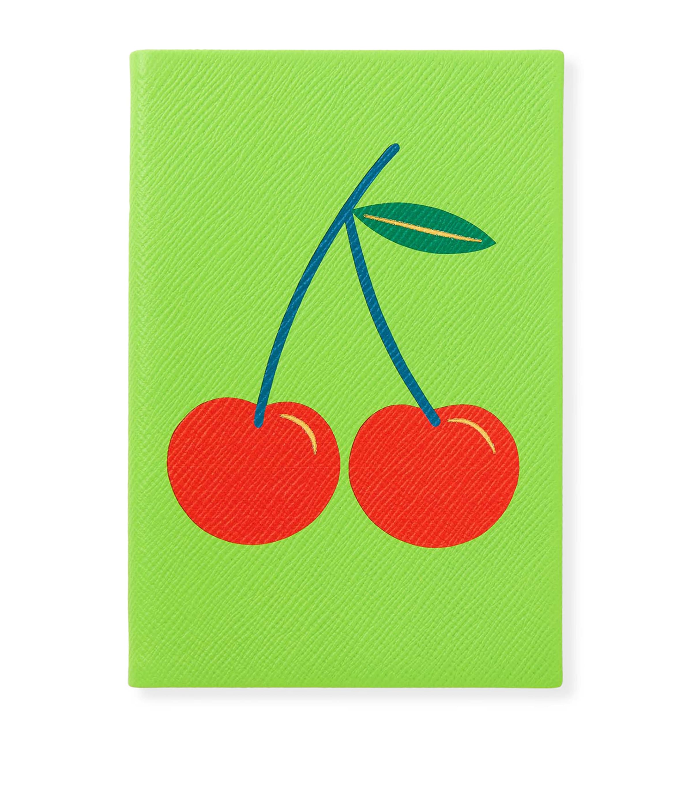 Smythson Leather Cherry Charm Chelsea Notebook Apple Green Image 1