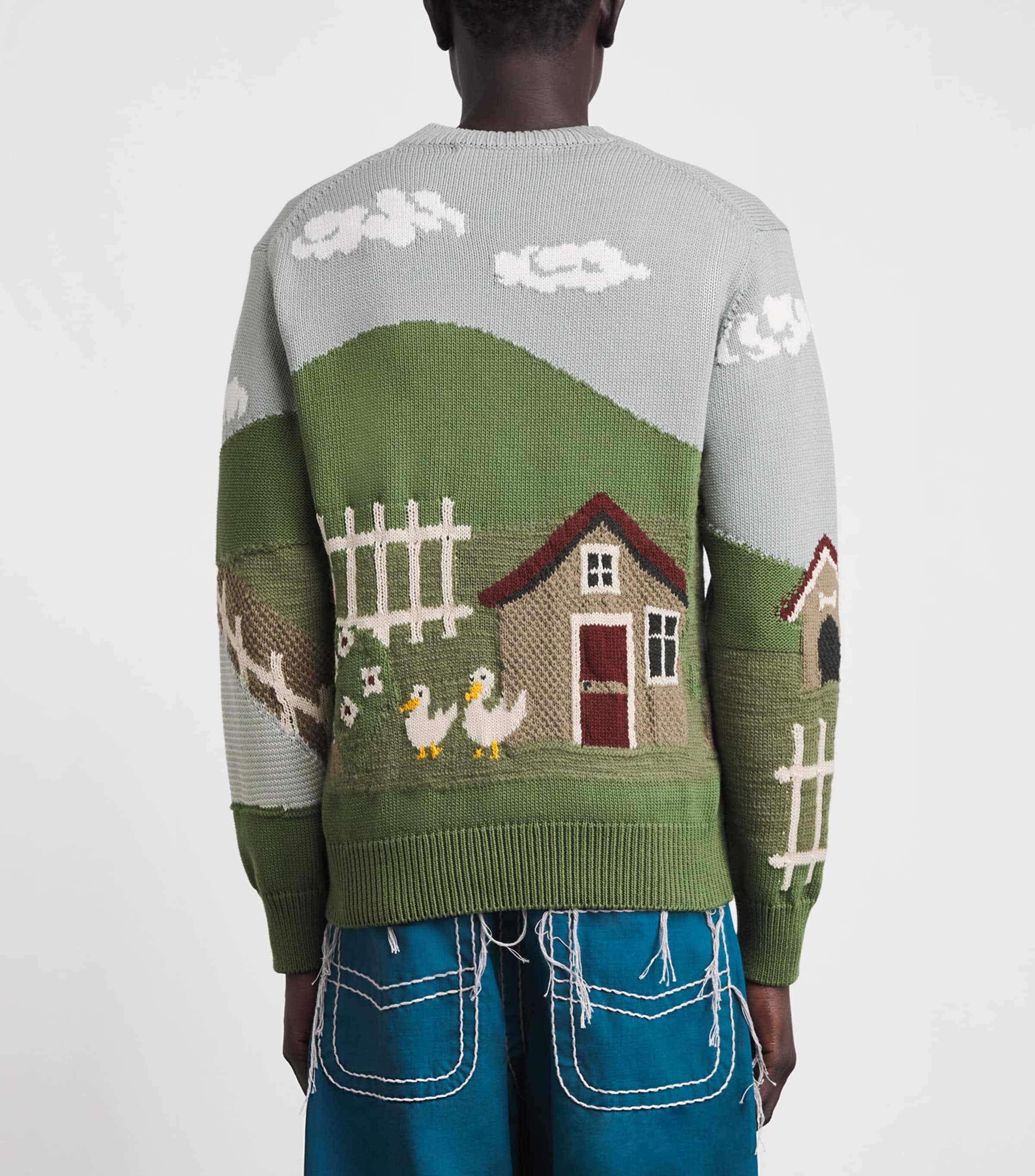 Junya Watanabe MAN Mens Cotton-Wool Intarsia Sweater Image 5