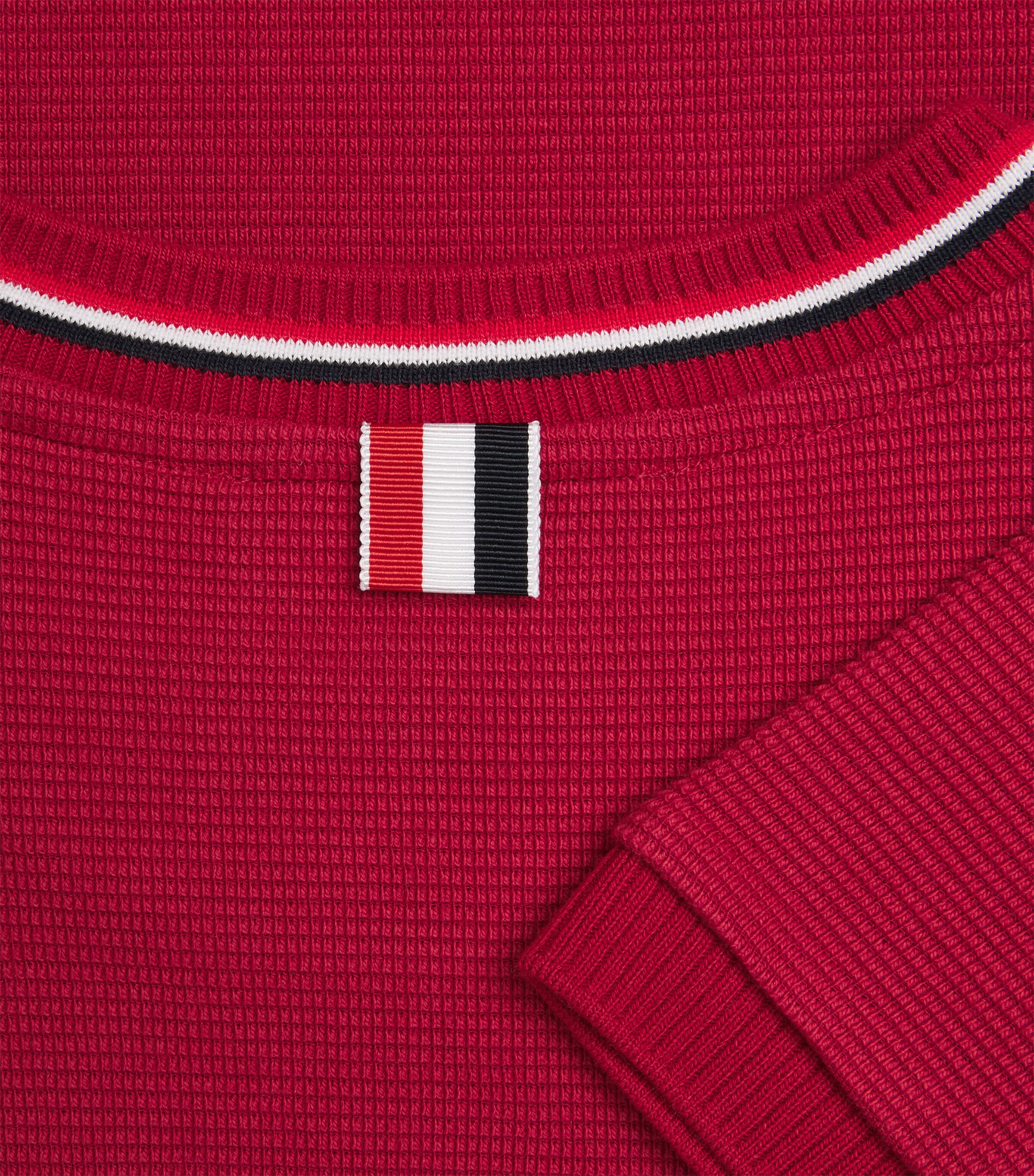 Thom Browne Mens Cotton Rib-Cuff T-Shirt Burgundy Image 5