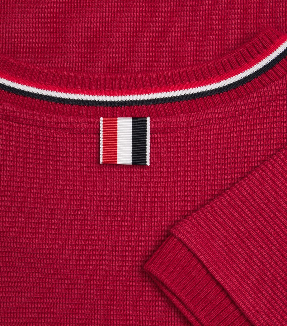 Thom Browne Mens Cotton Rib-Cuff T-Shirt Burgundy Image 5