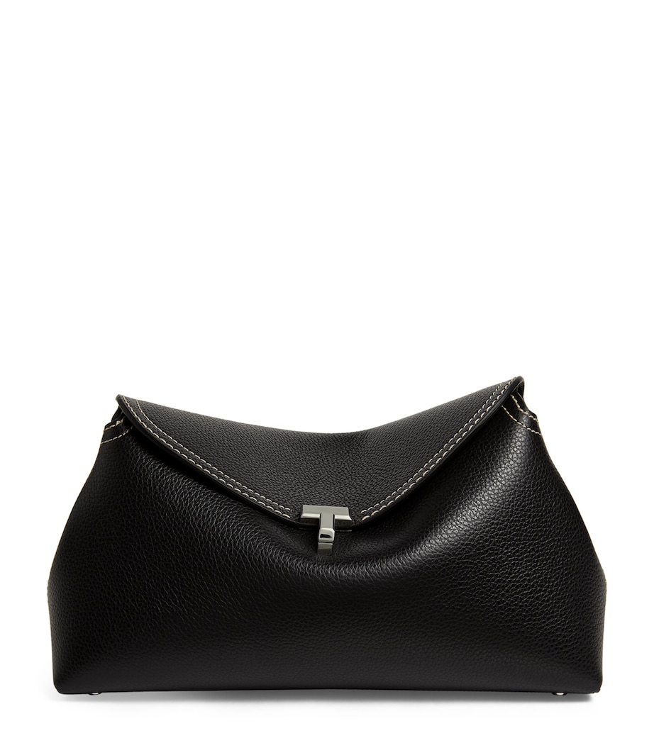 Leather T-Lock Clutch Bag BLACK 001 Image 1