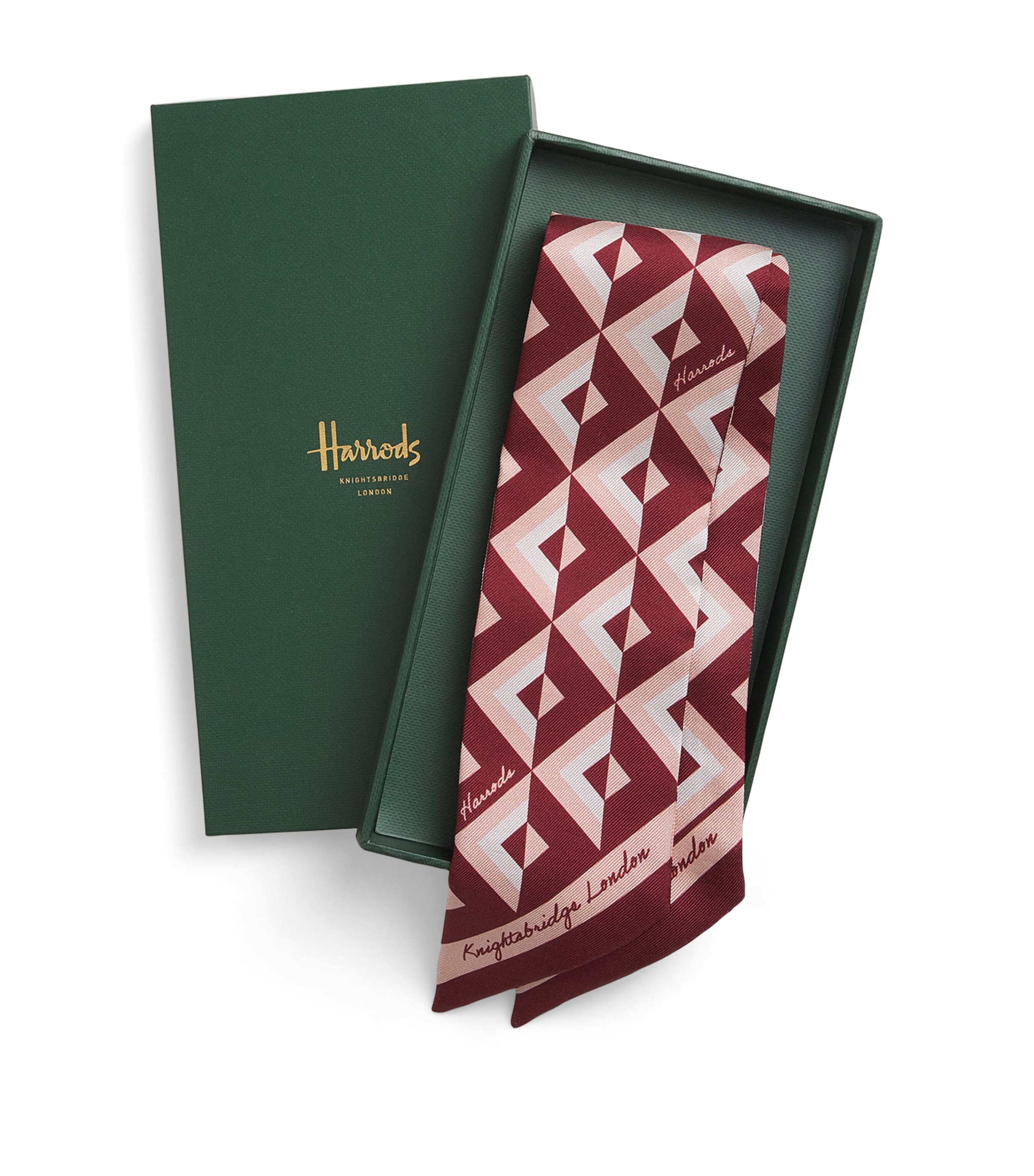 Harrods Silk Geometric Print Scarf In Pink