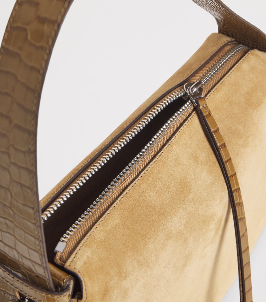 Tory Burch Suede Romy Shoulder Bag Stone Image 6