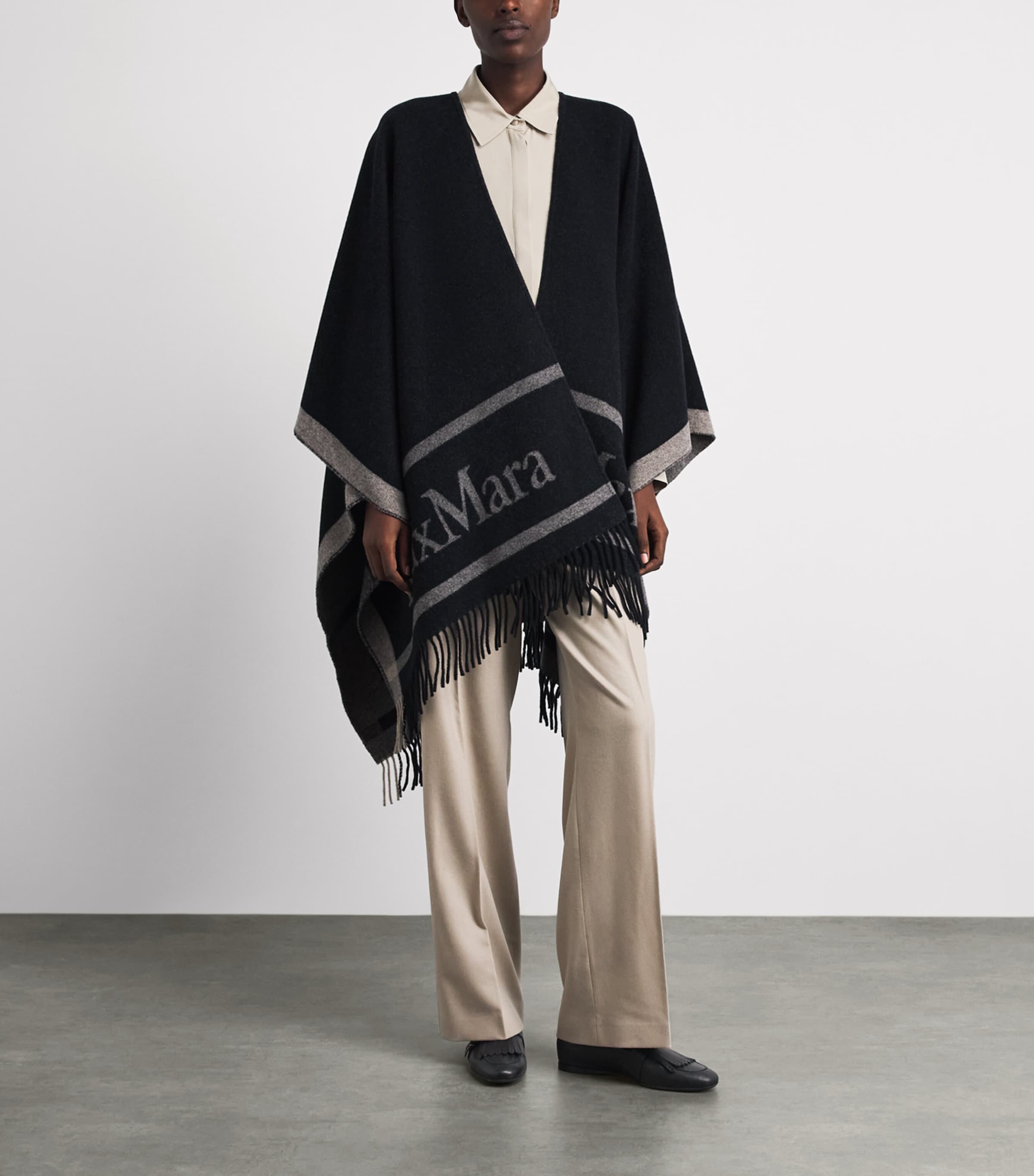 Max Mara Leather Fringe Loafers Black Image 2