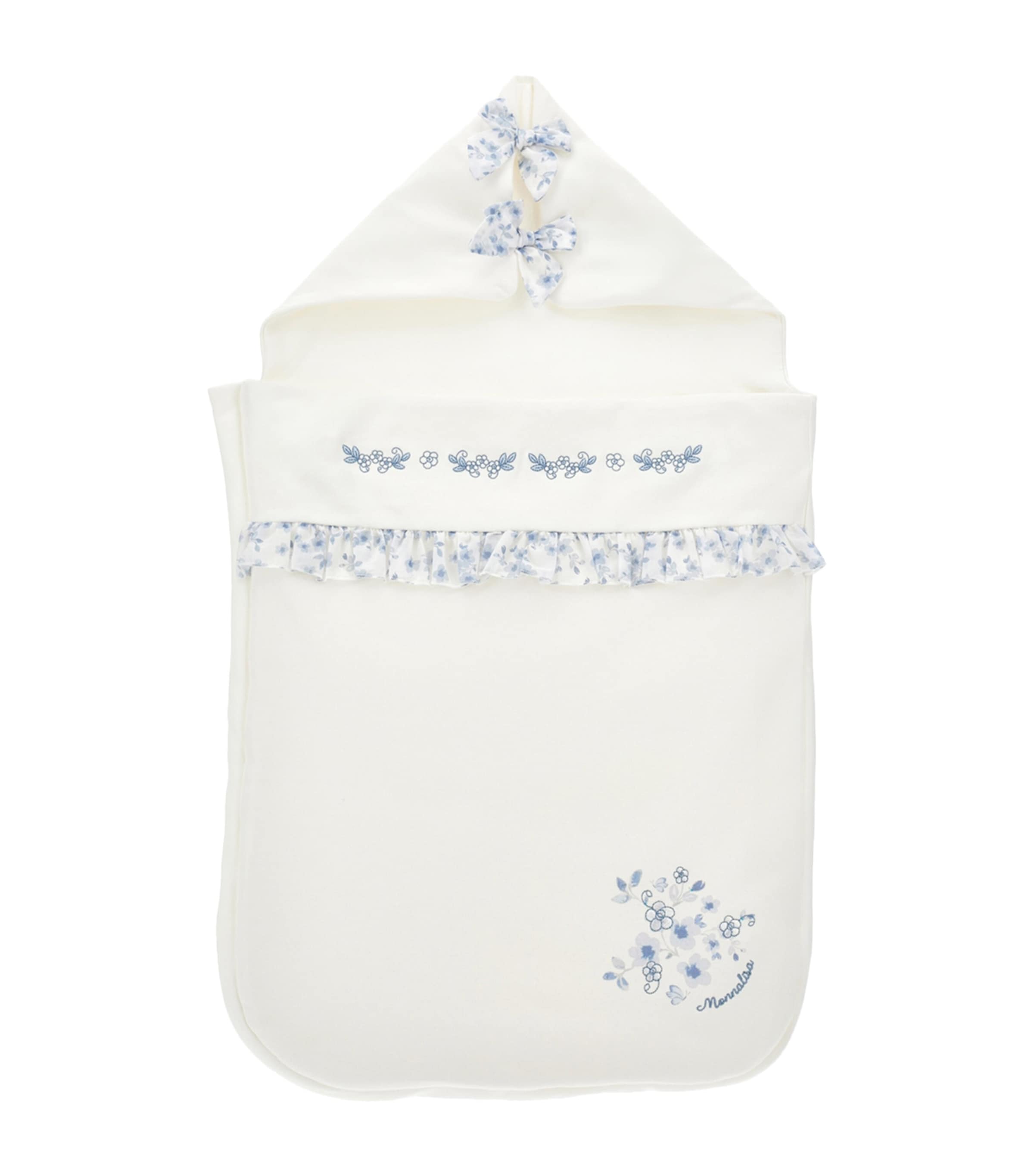 Monnalisa Cotton Bow-embellished Sleeping Bag In White
