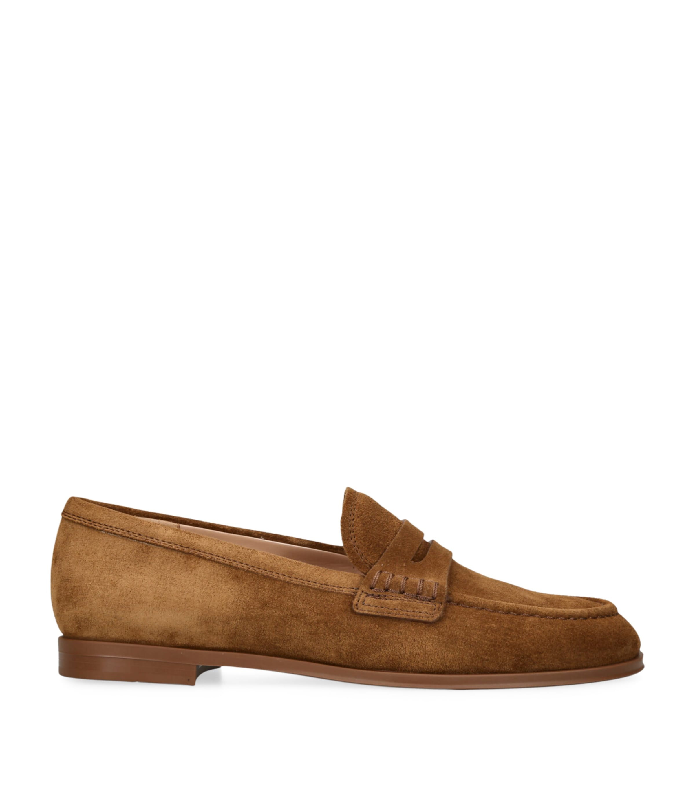 Gianvito Rossi Suede Georgie Loafers In Brown
