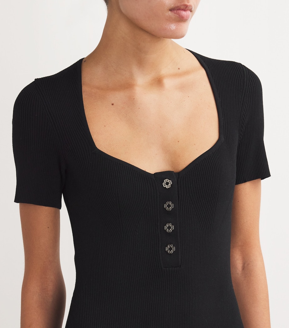 Rib-Knit Mini Dress BLACK Image 3